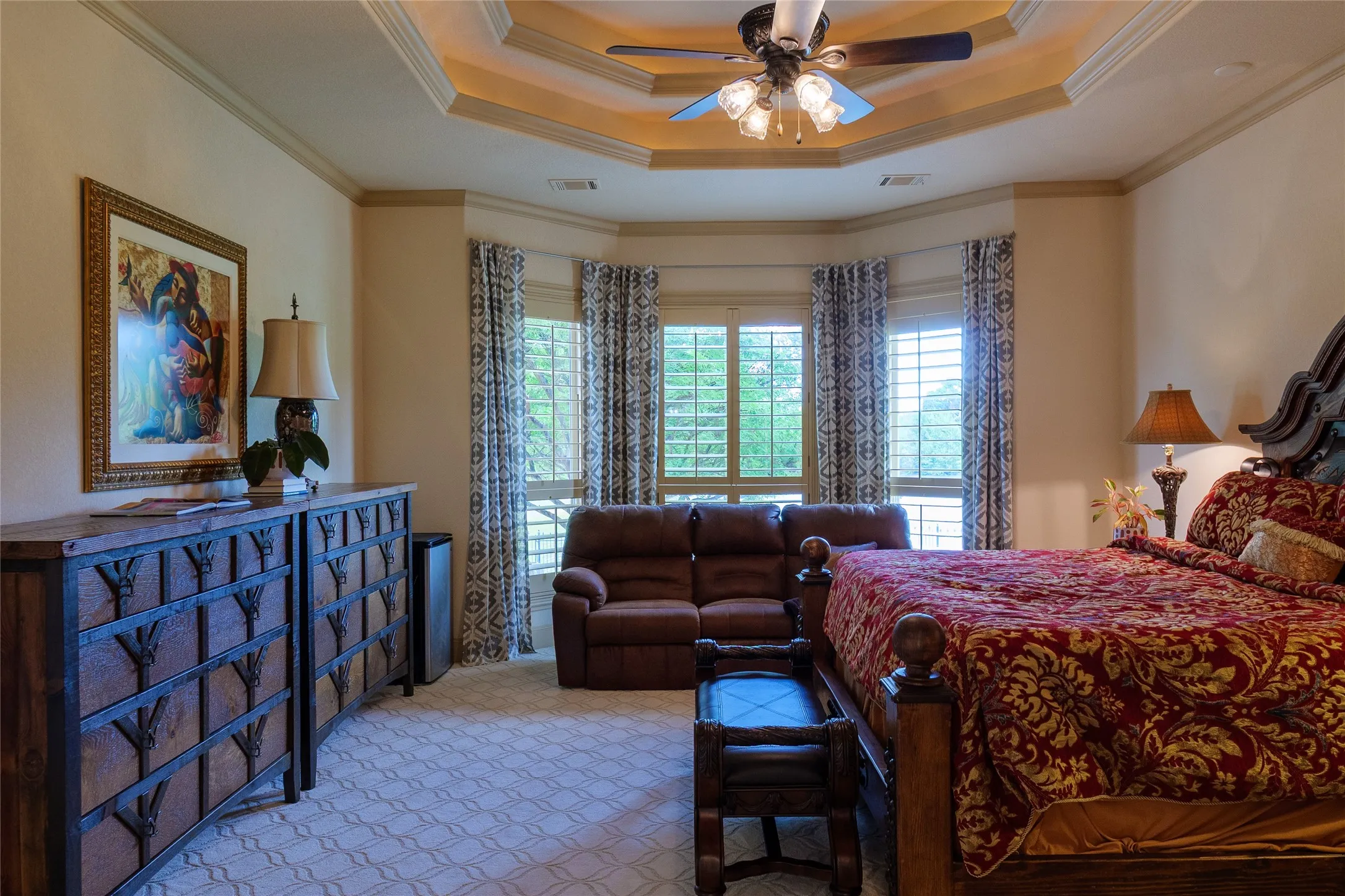 Oversized primary bedroom big enough for a seating area