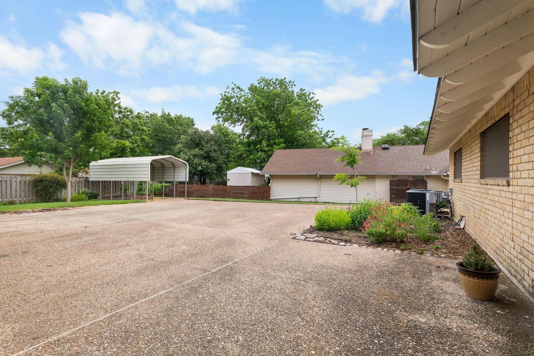Expansive paved surface offering substantial outdoor space