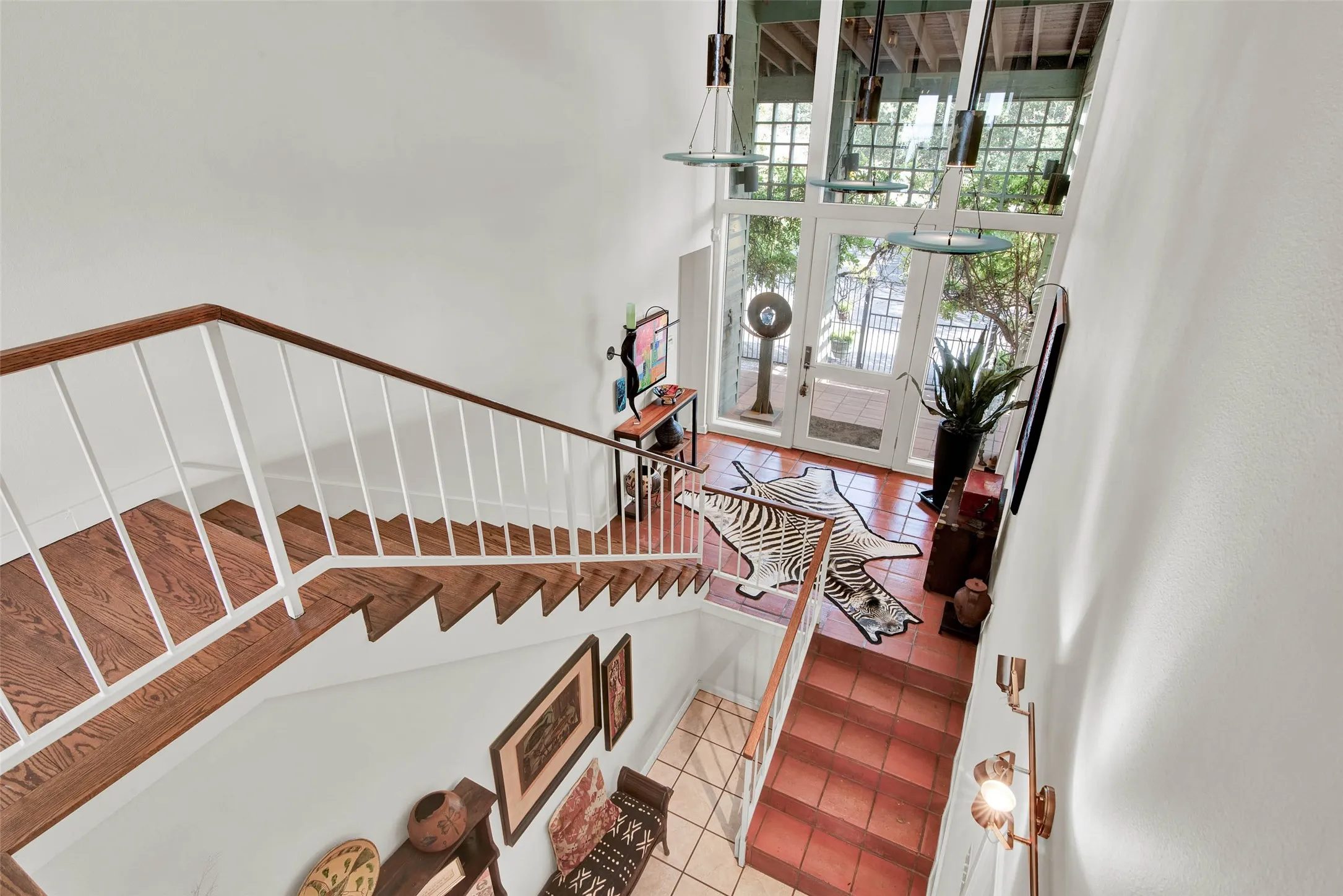 Over looking entry from second level.