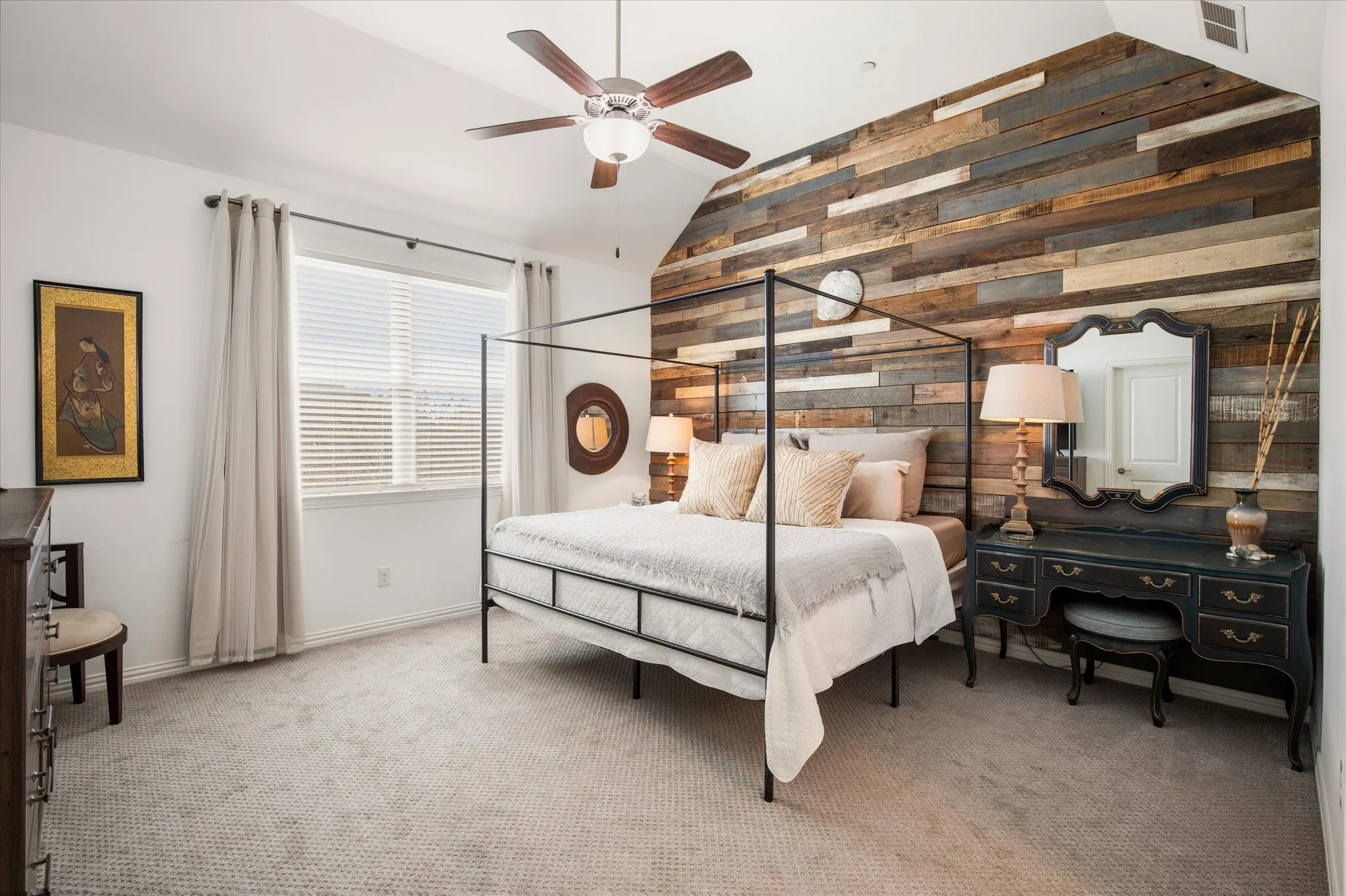 The primary bedroom is quite large.