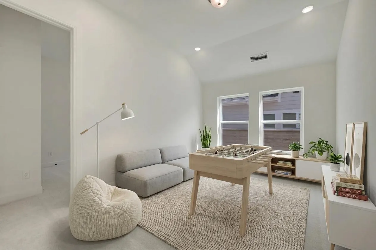 Recessed lighting, vaulted ceiling, two windows, and light-toned​​‌​​​​‌​​‌‌​‌‌​​​‌‌​‌​‌​‌​​​‌​​ flooring