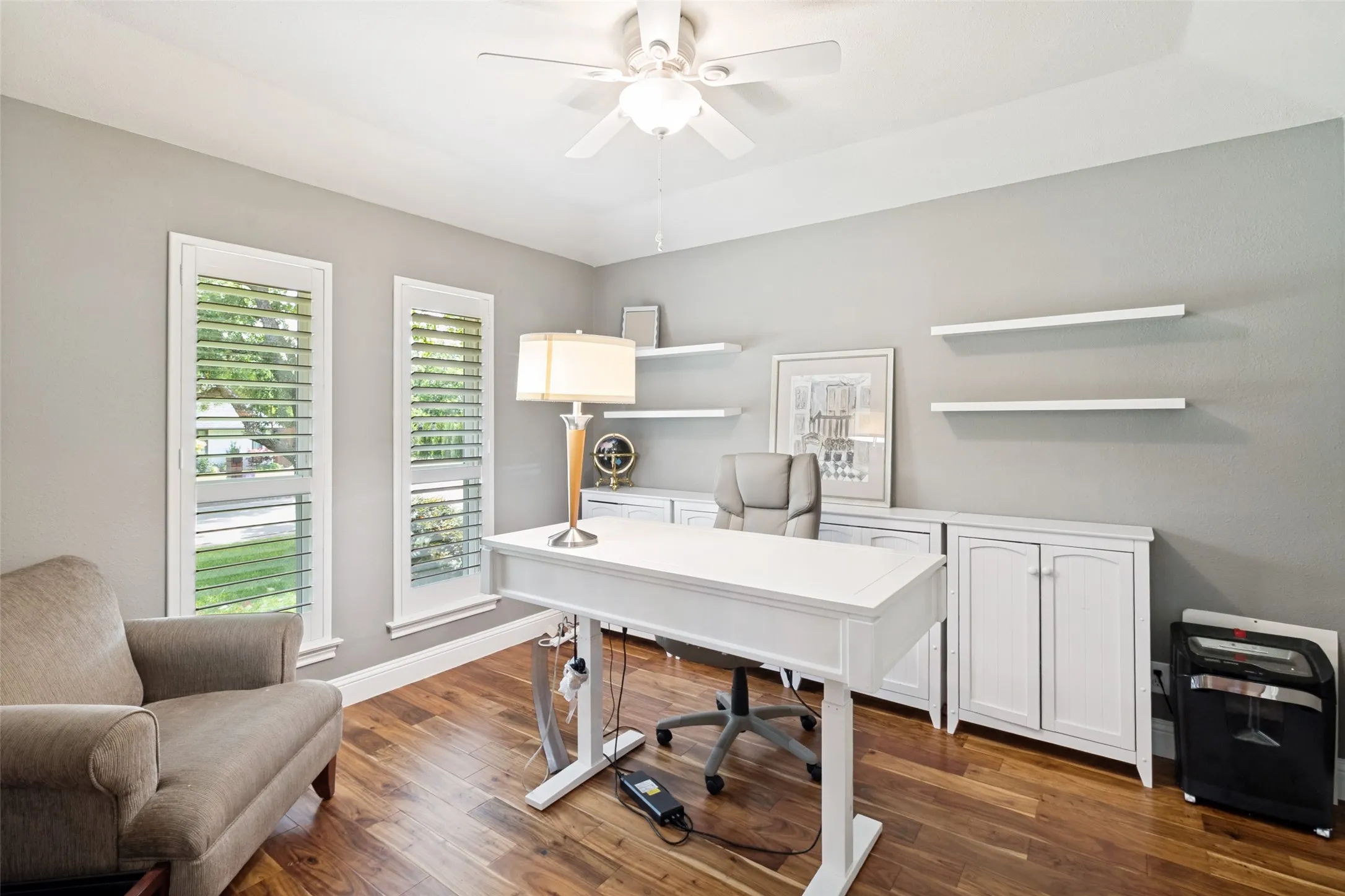Off the dining room behind French doors you'll find a private office space.