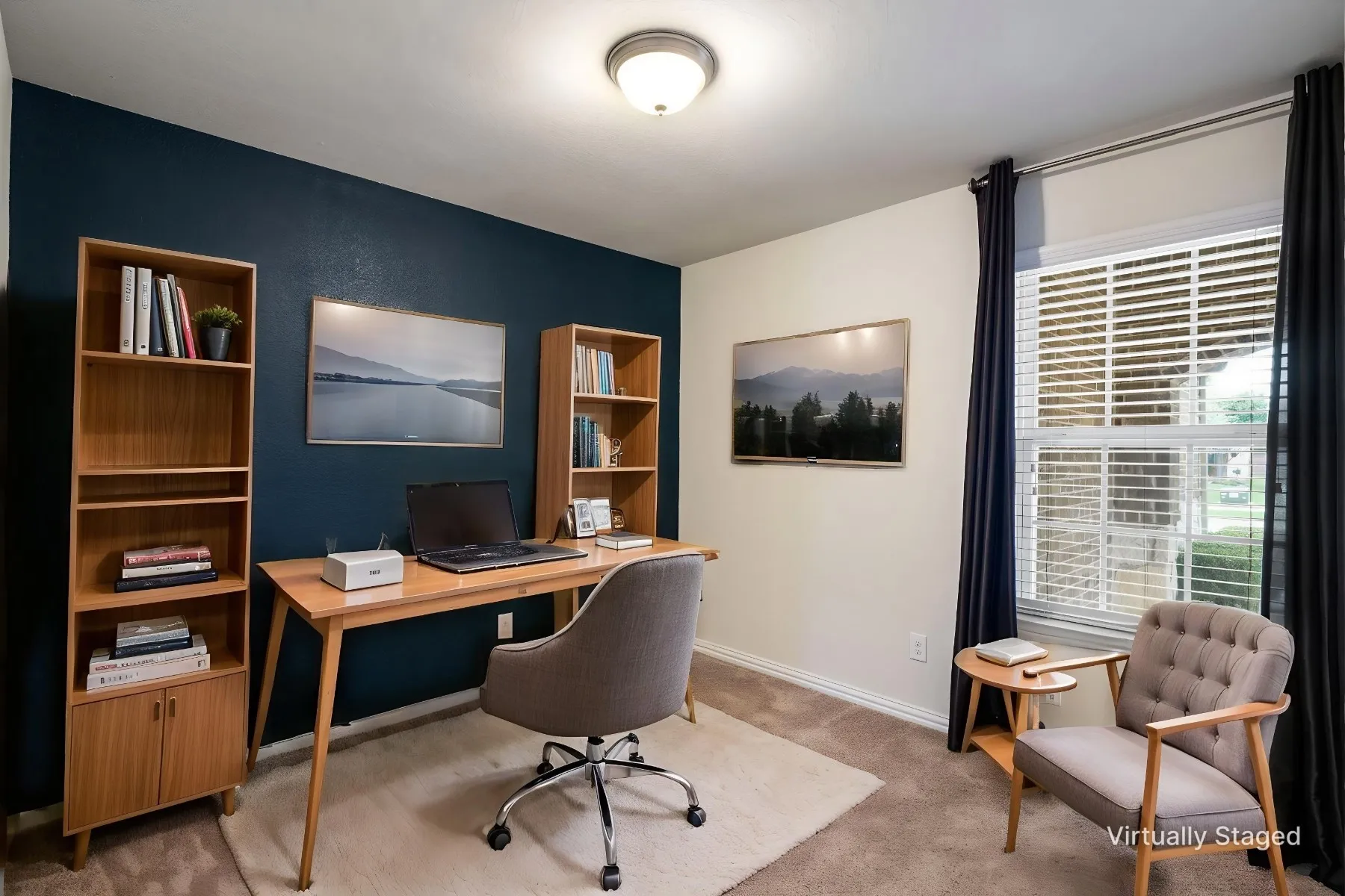 Virtually Staged Office-Study off front entry.