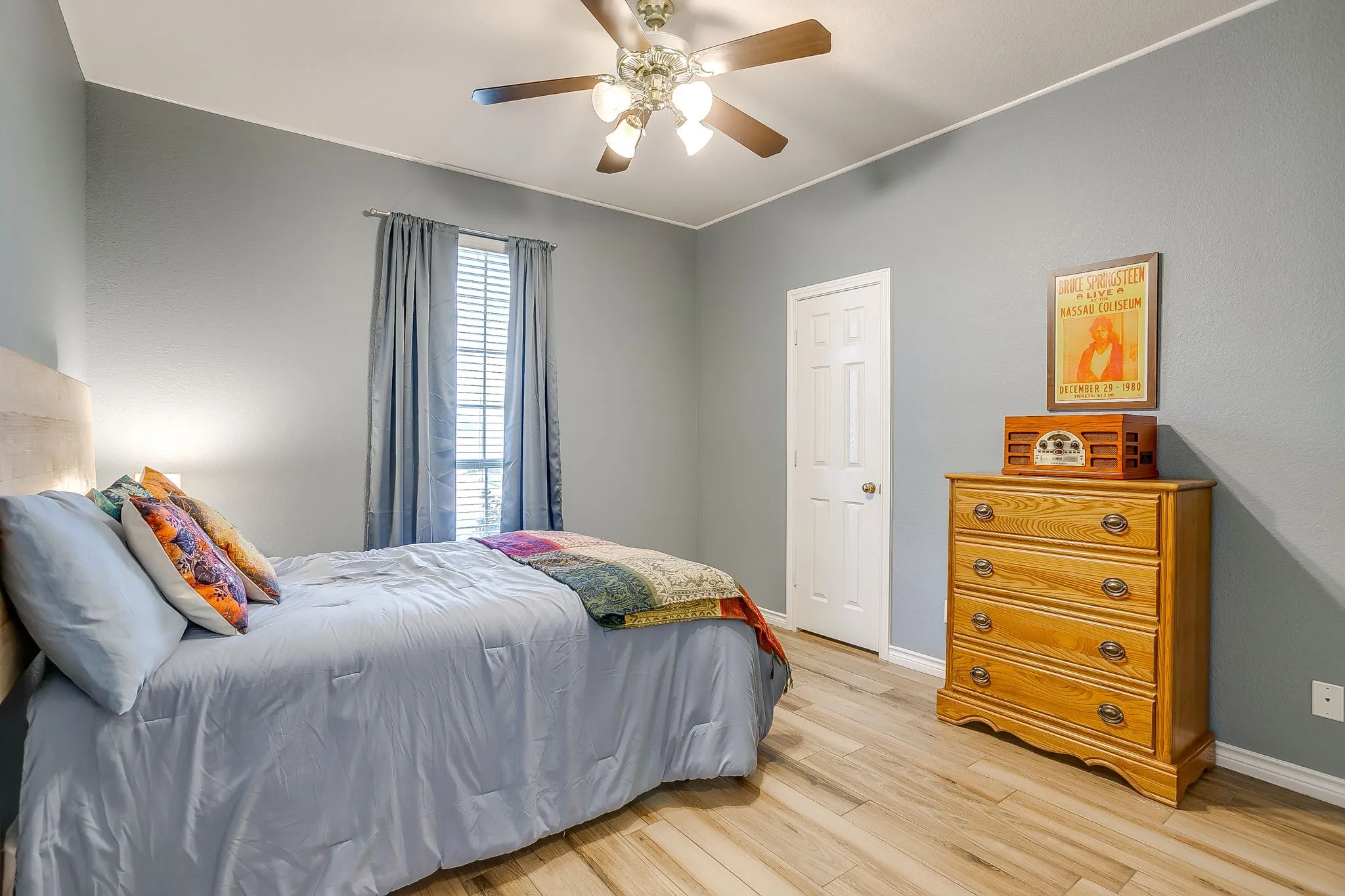 Comfortable secondary or guest bedroom.