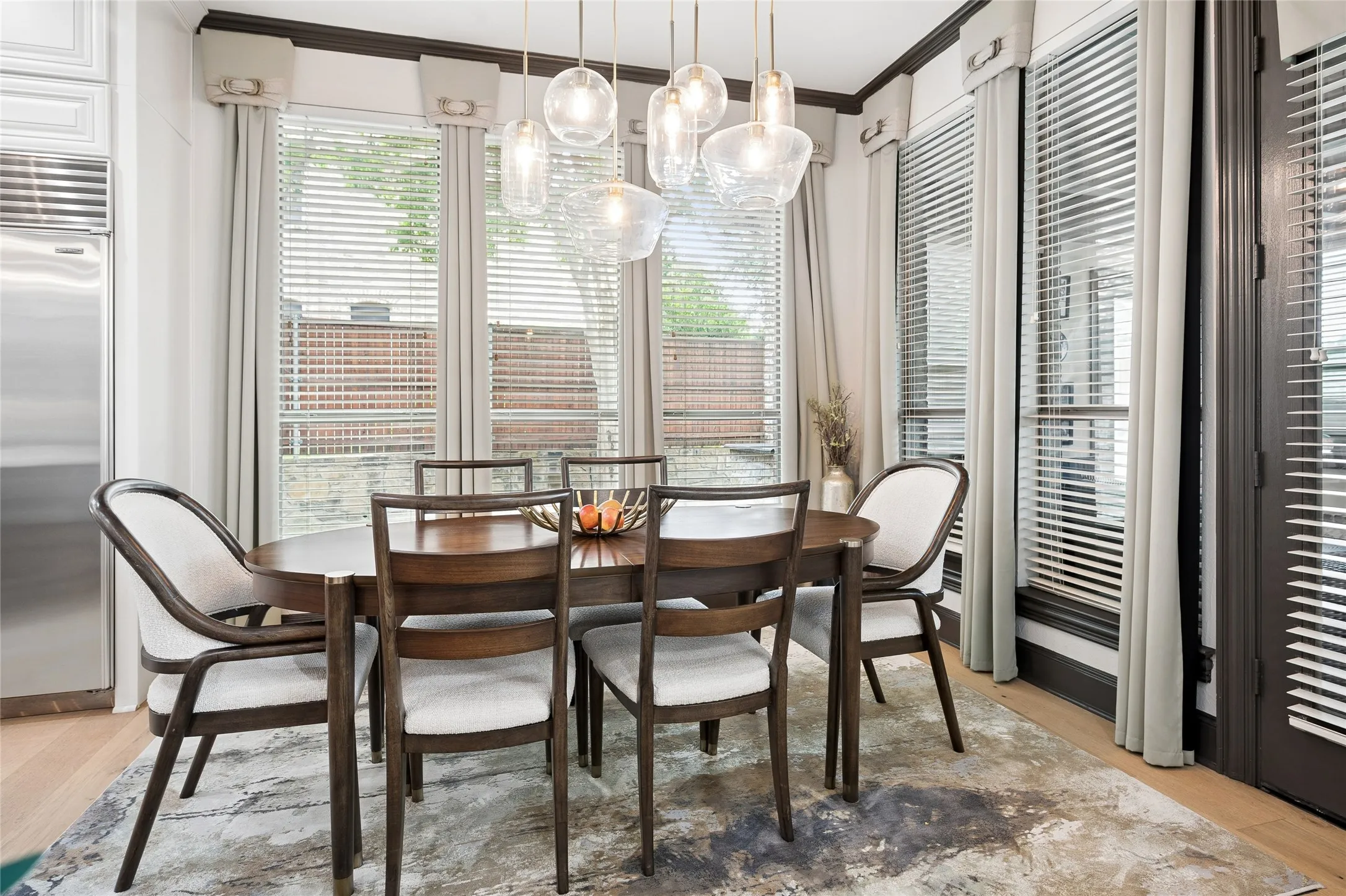 Breakfast area with door leading to the enclosed patio