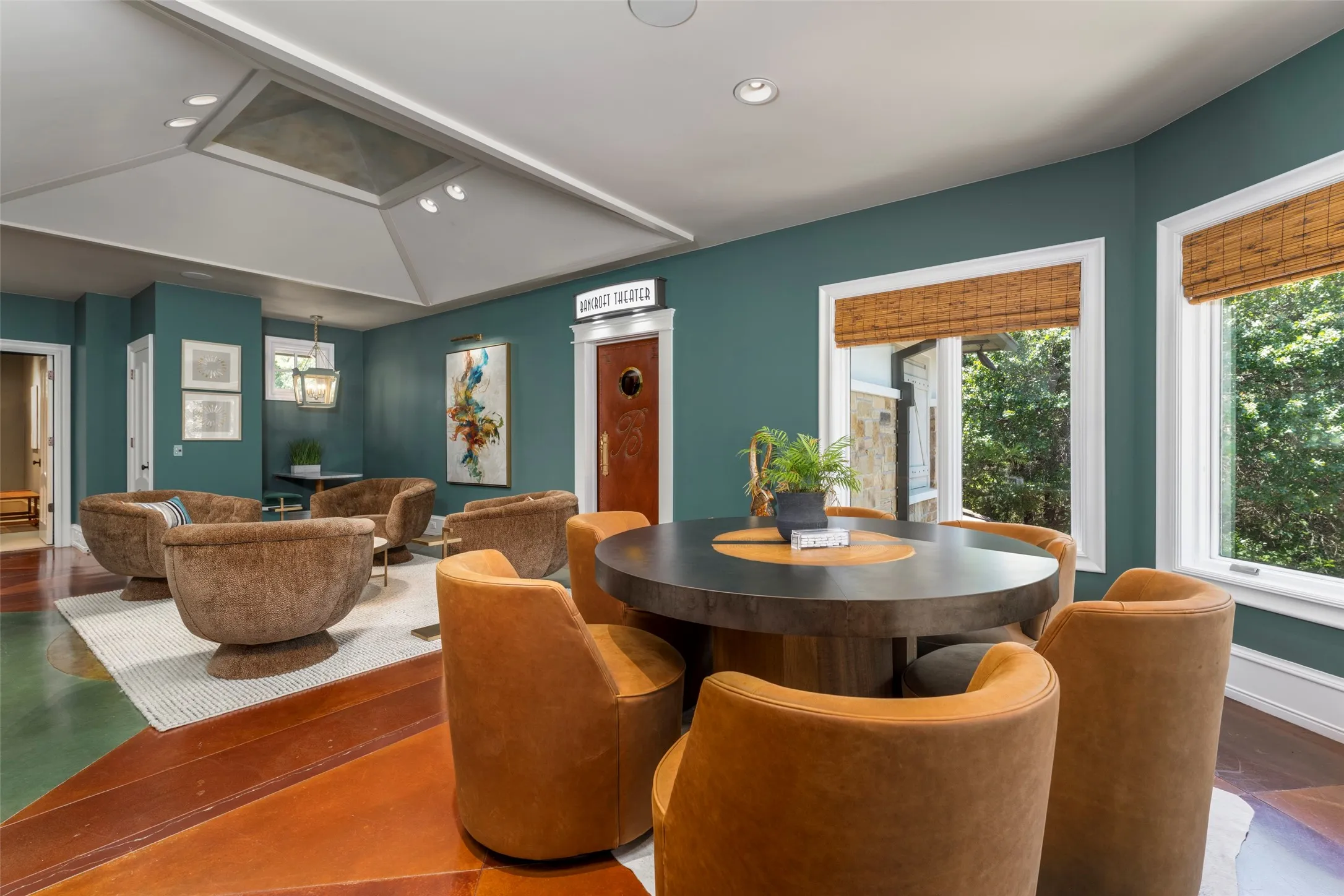Lovely game room with a view of the media room and entertainment area.