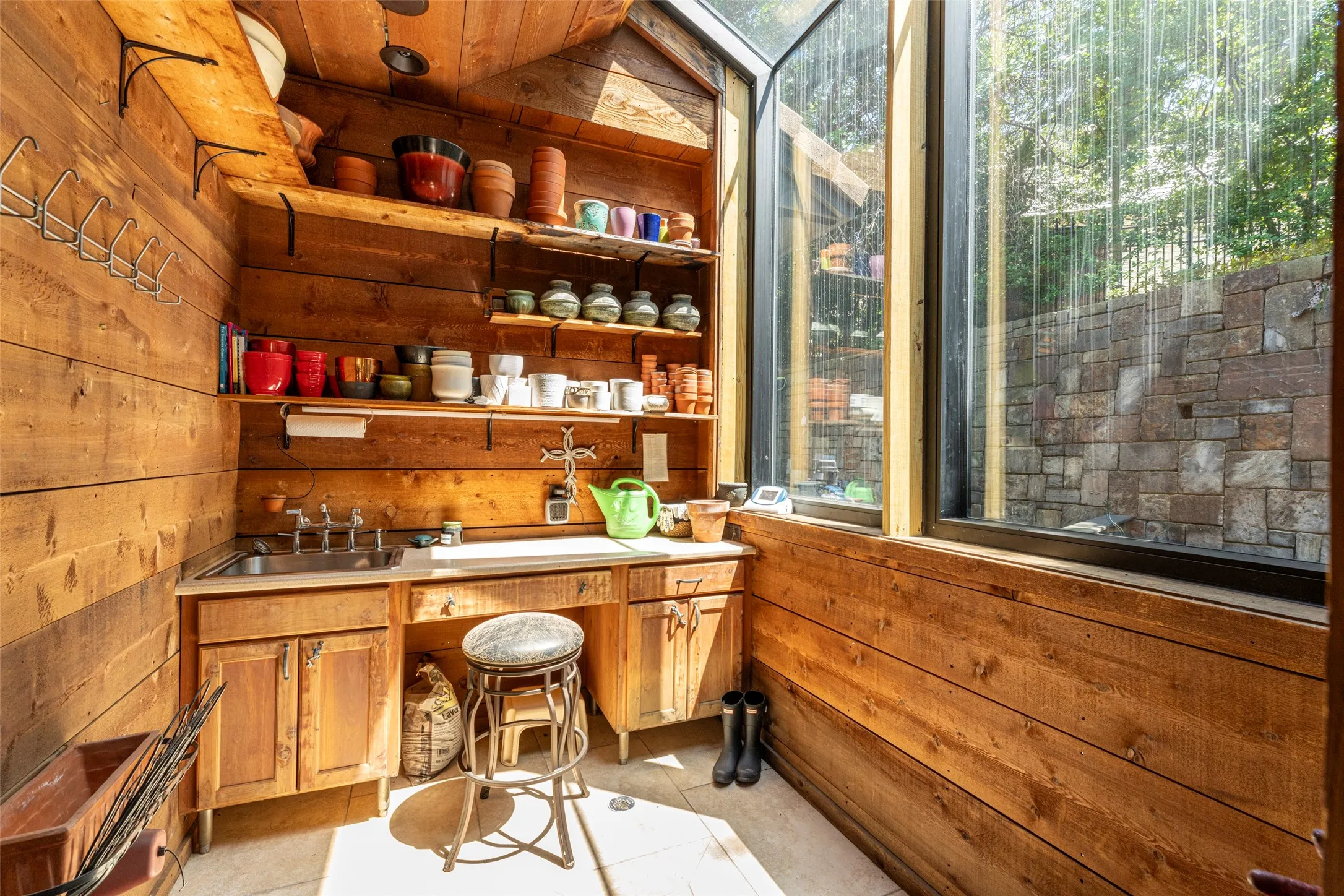 For the gardener in the family, a fantastic potting
room just off the back patio.