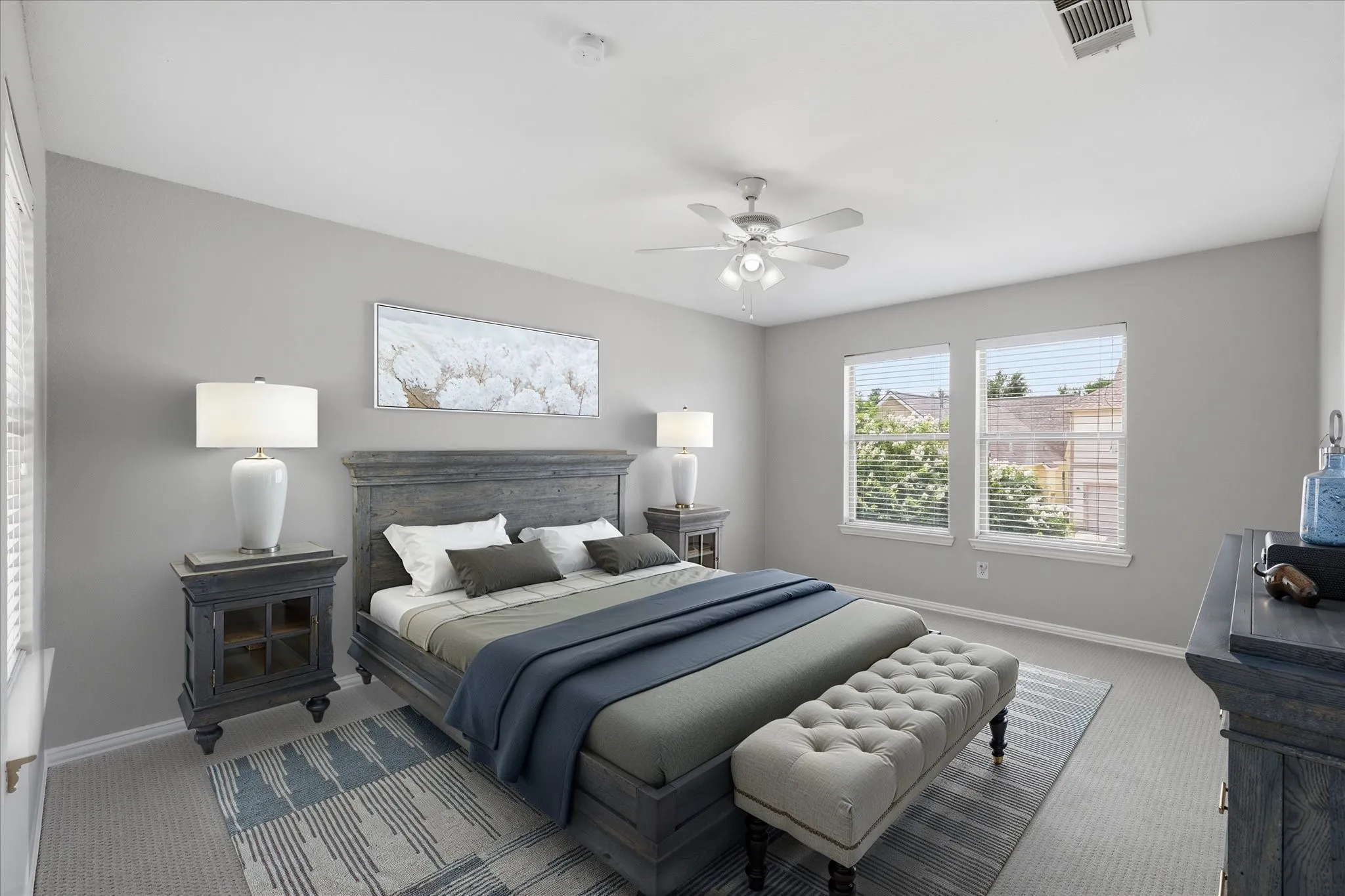 Virtually staged master bedroom