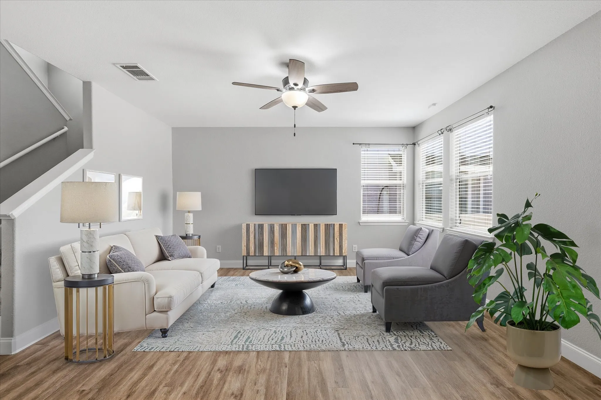 Virtually staged living room