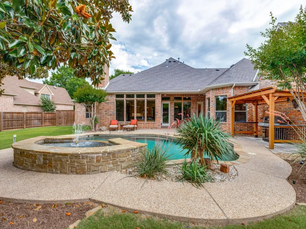 Another view of pool and raised spa.
