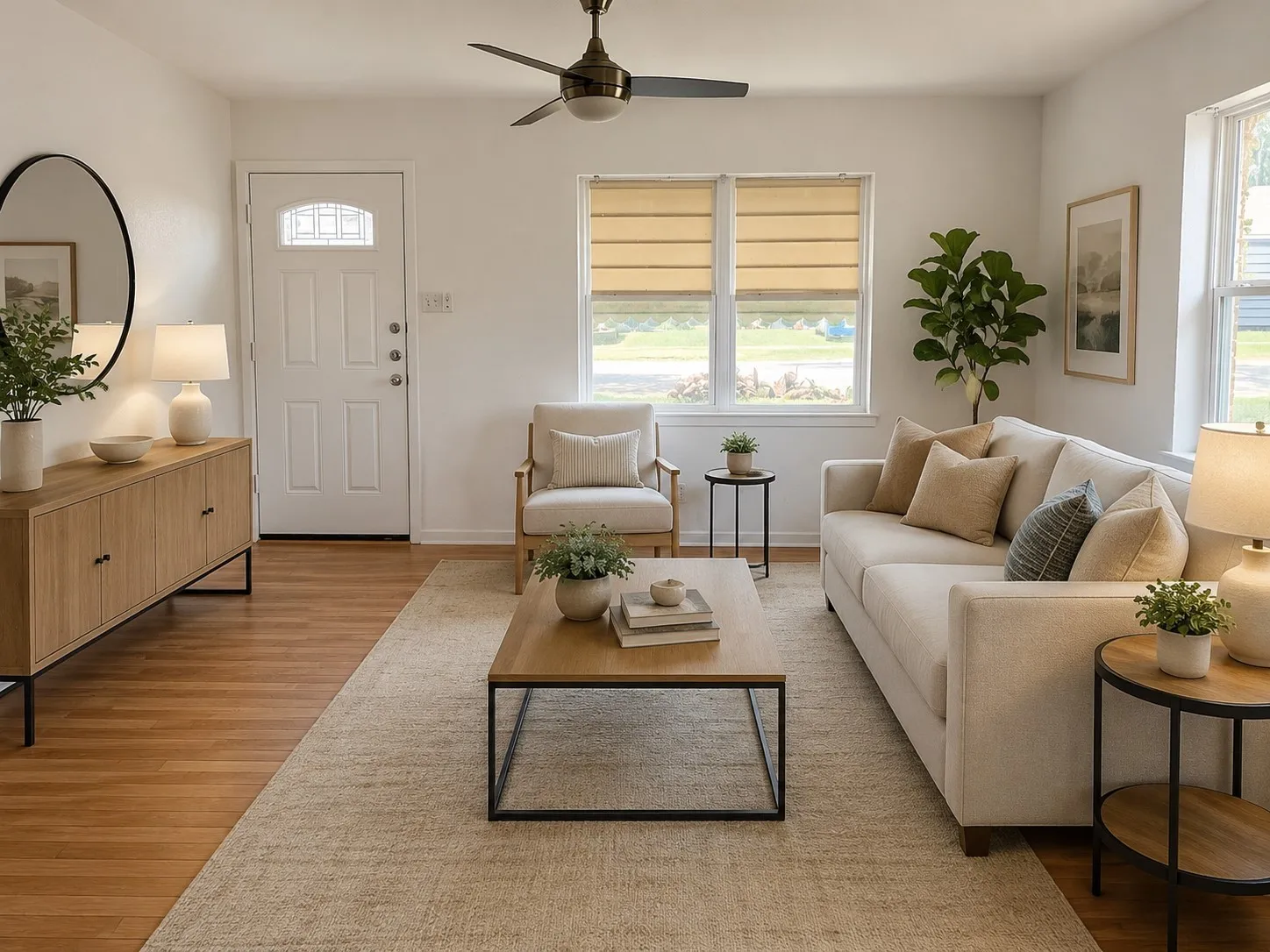AI enhanced staged living room