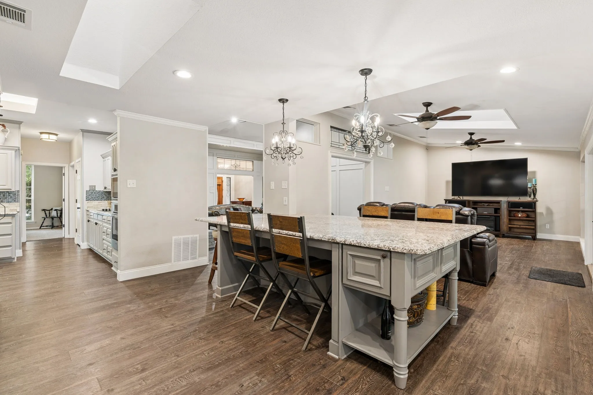 Large Island open to kitchen, 2 family rooms, for all those large gatherings.