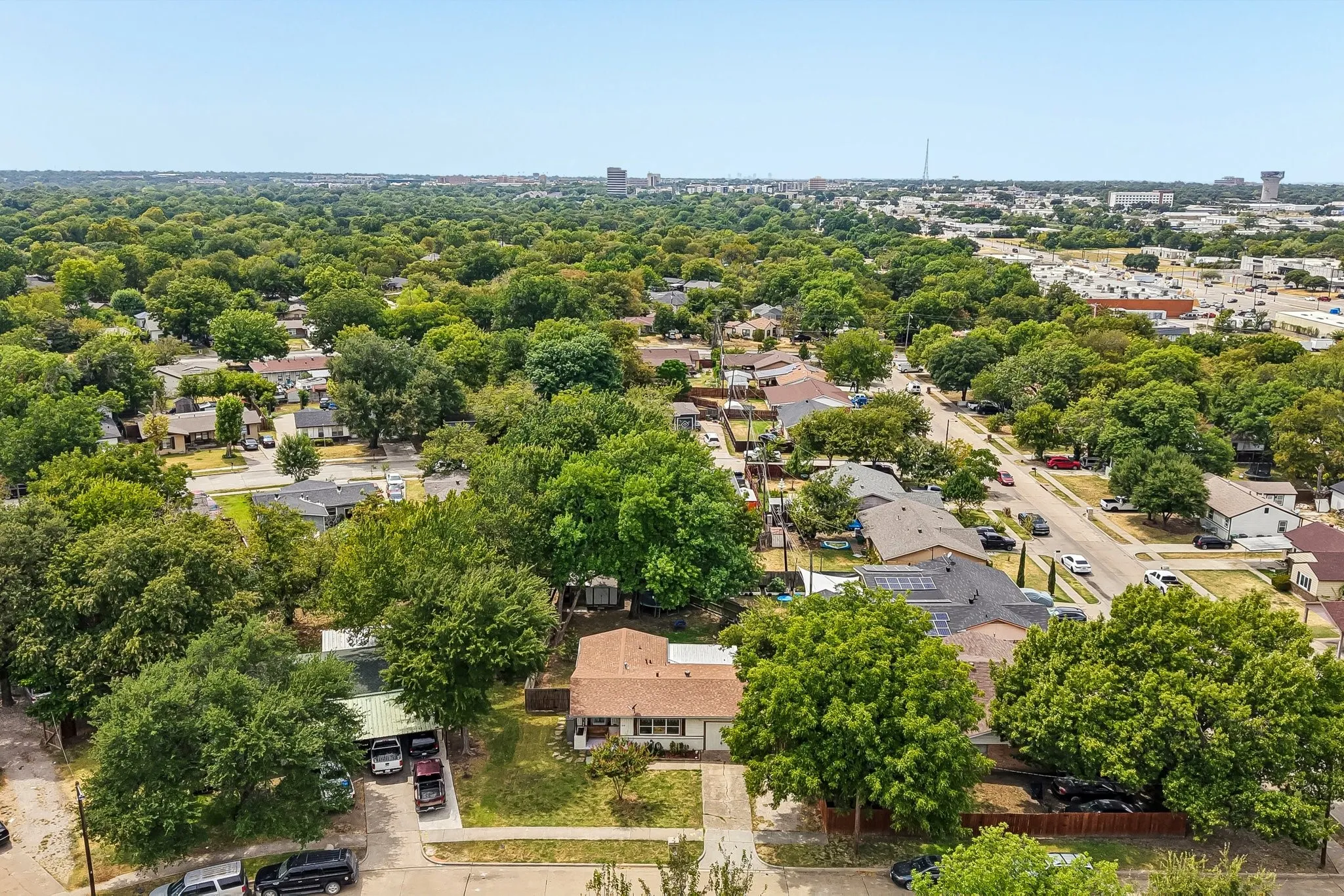 Residential neighborhood with mature trees