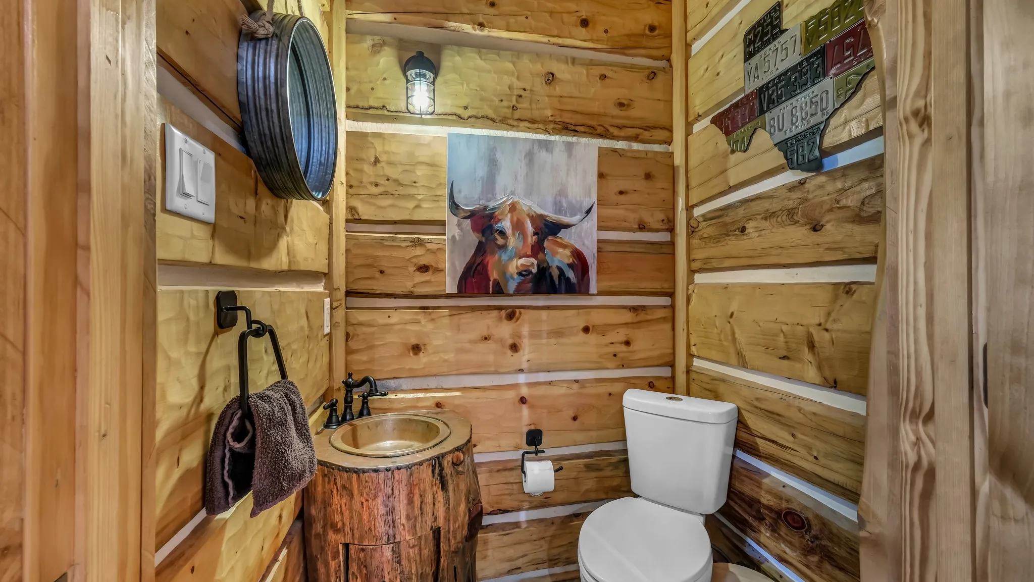 Cutest guest bathroom off of family room.