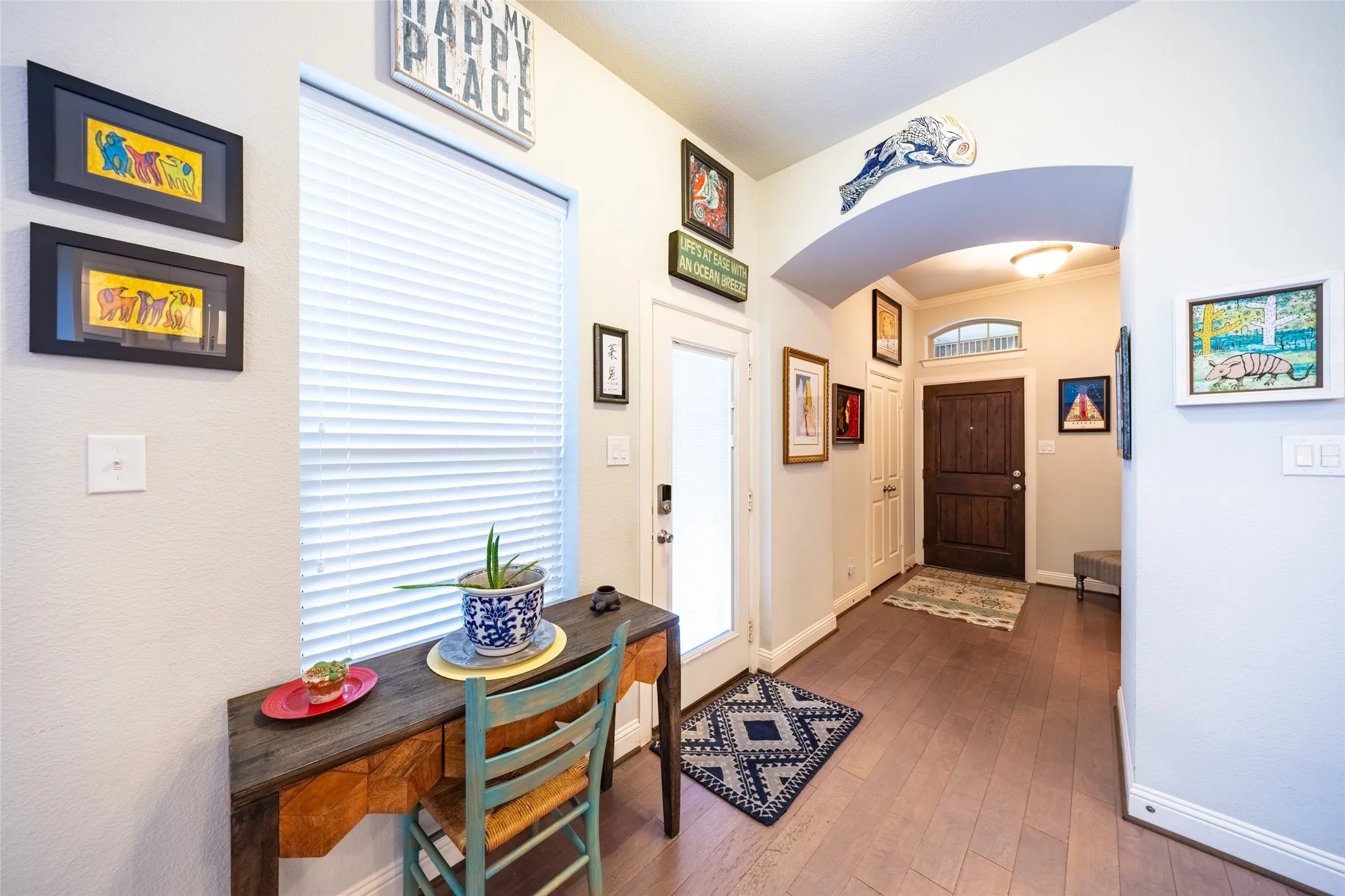 View of entryway from island.  Door to patio is to the left.