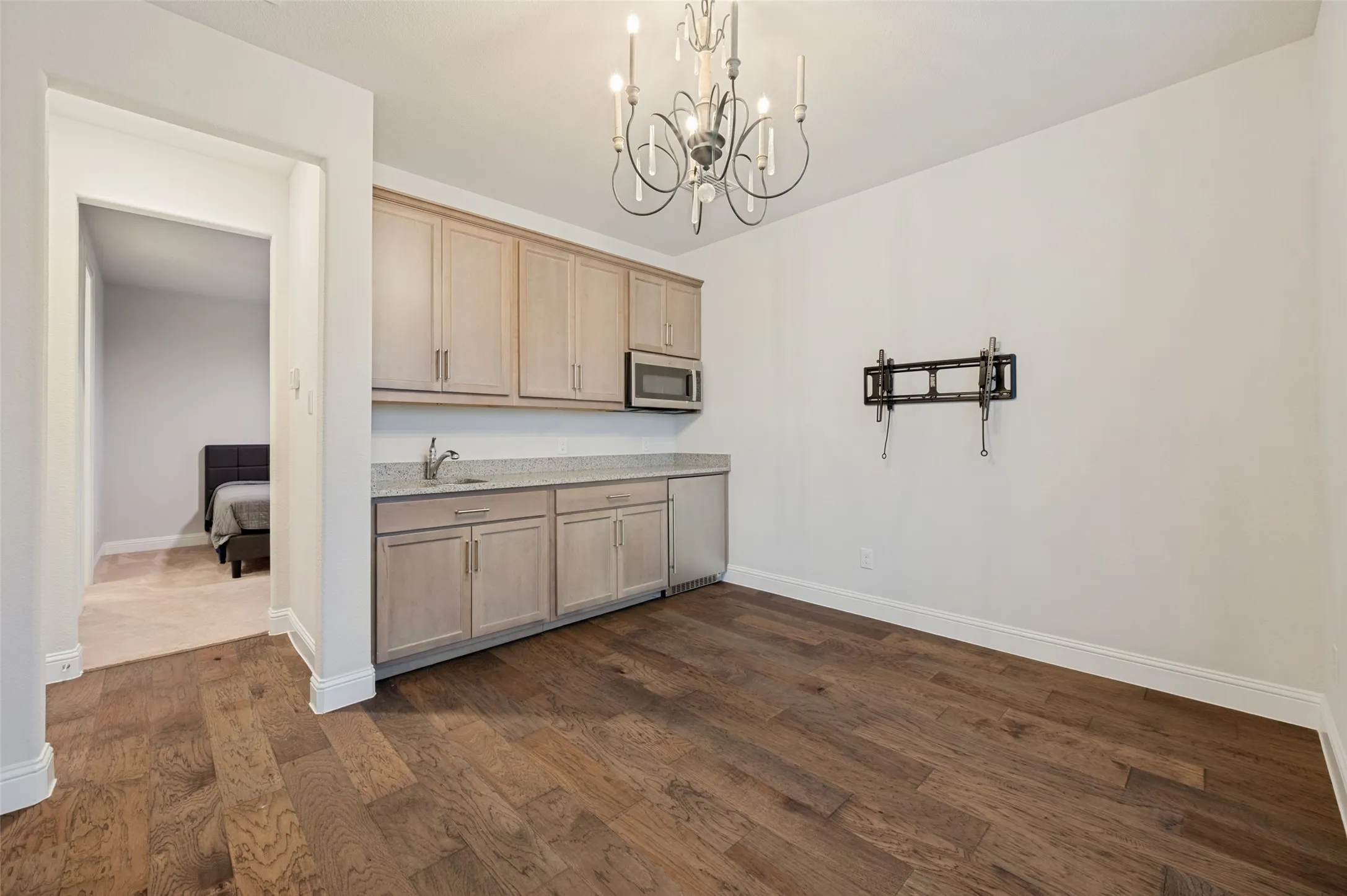 Multi-generational kitchenette attached to a bedroom with ensuite bathroom.