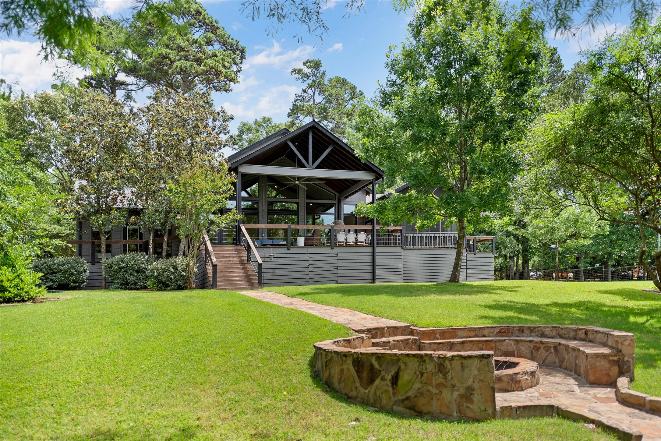 Fire Pit Between House and Boathouse