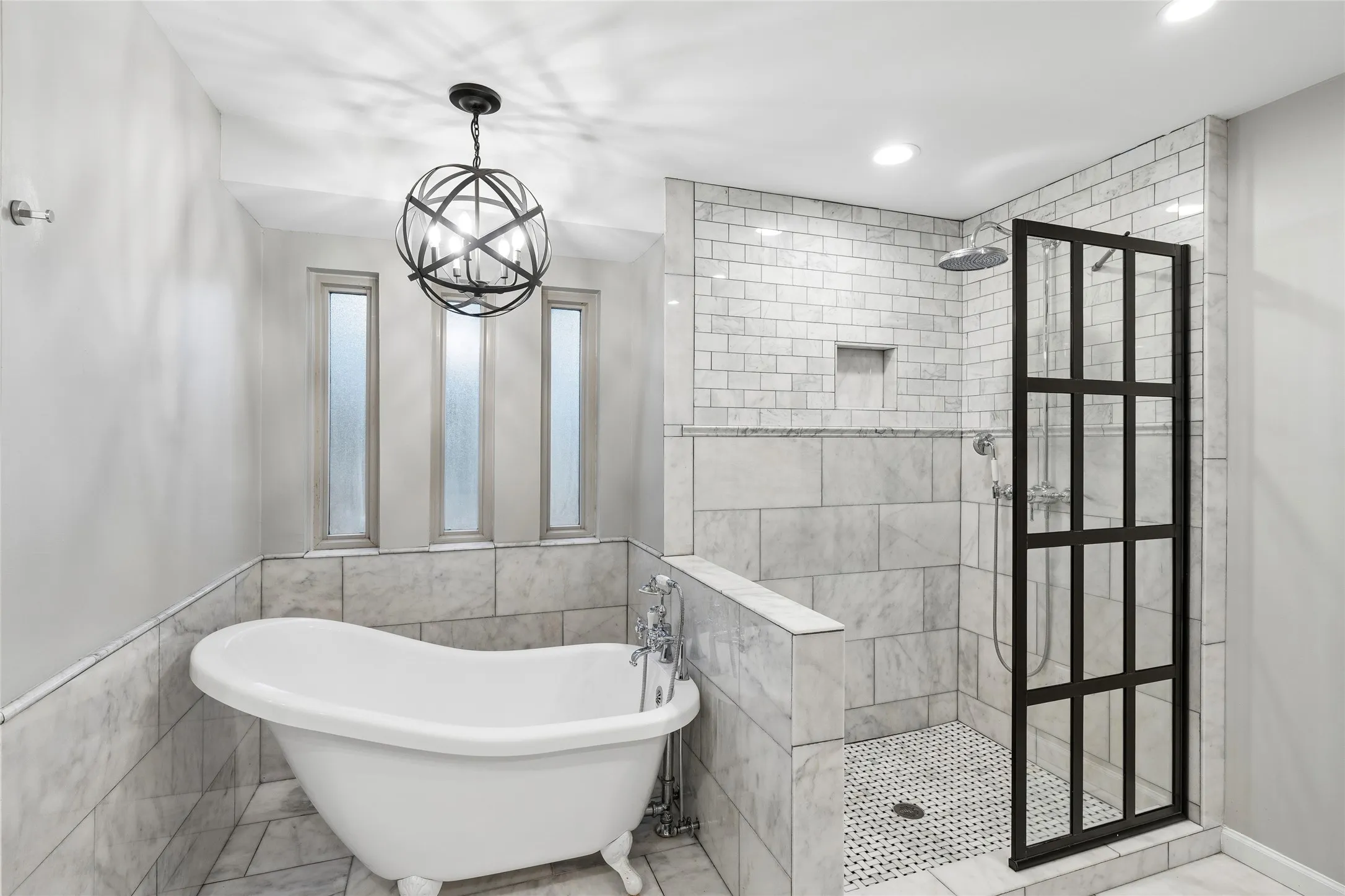 Stunning primary bathroom with stand alone tub