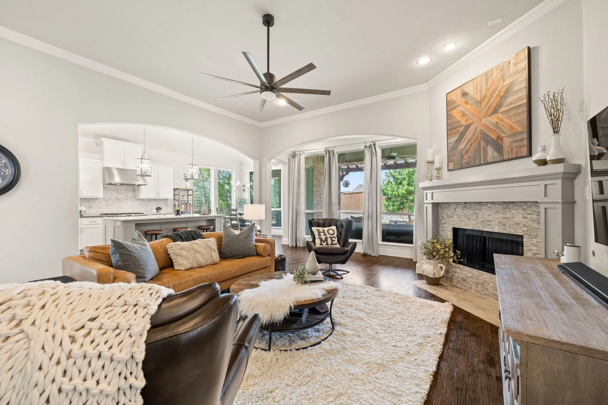 Spacious open concept floorplan with tons of natural light, gas fireplace.