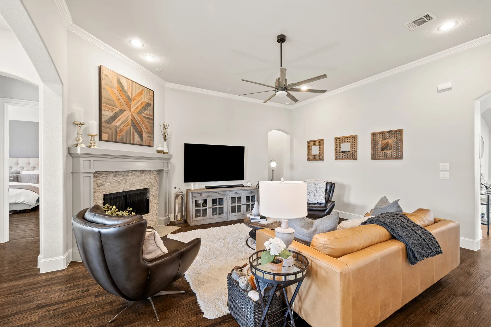 Spacious open concept floorplan with tons of natural light, gas fireplace.