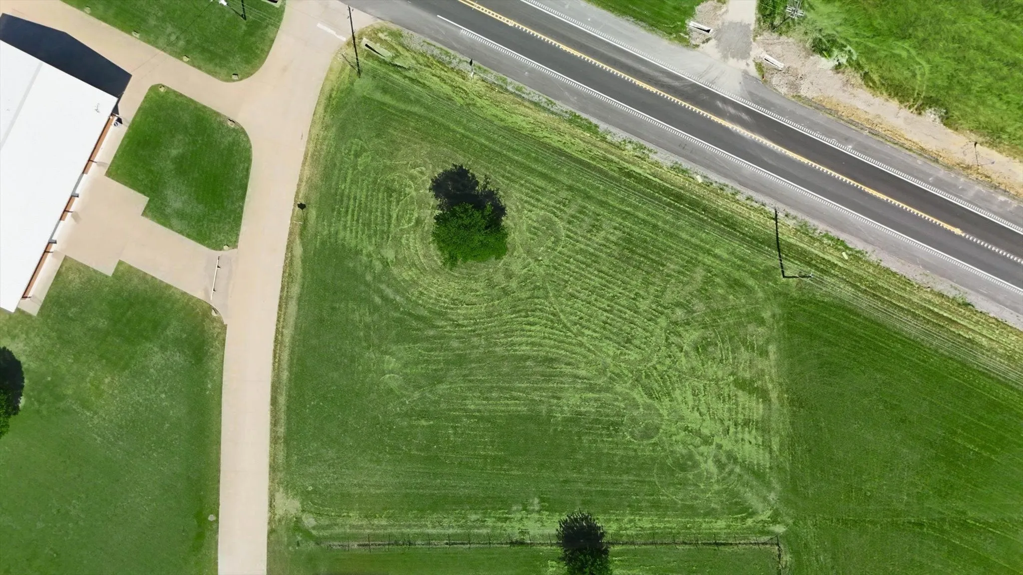 Expansive green space with defined boundaries