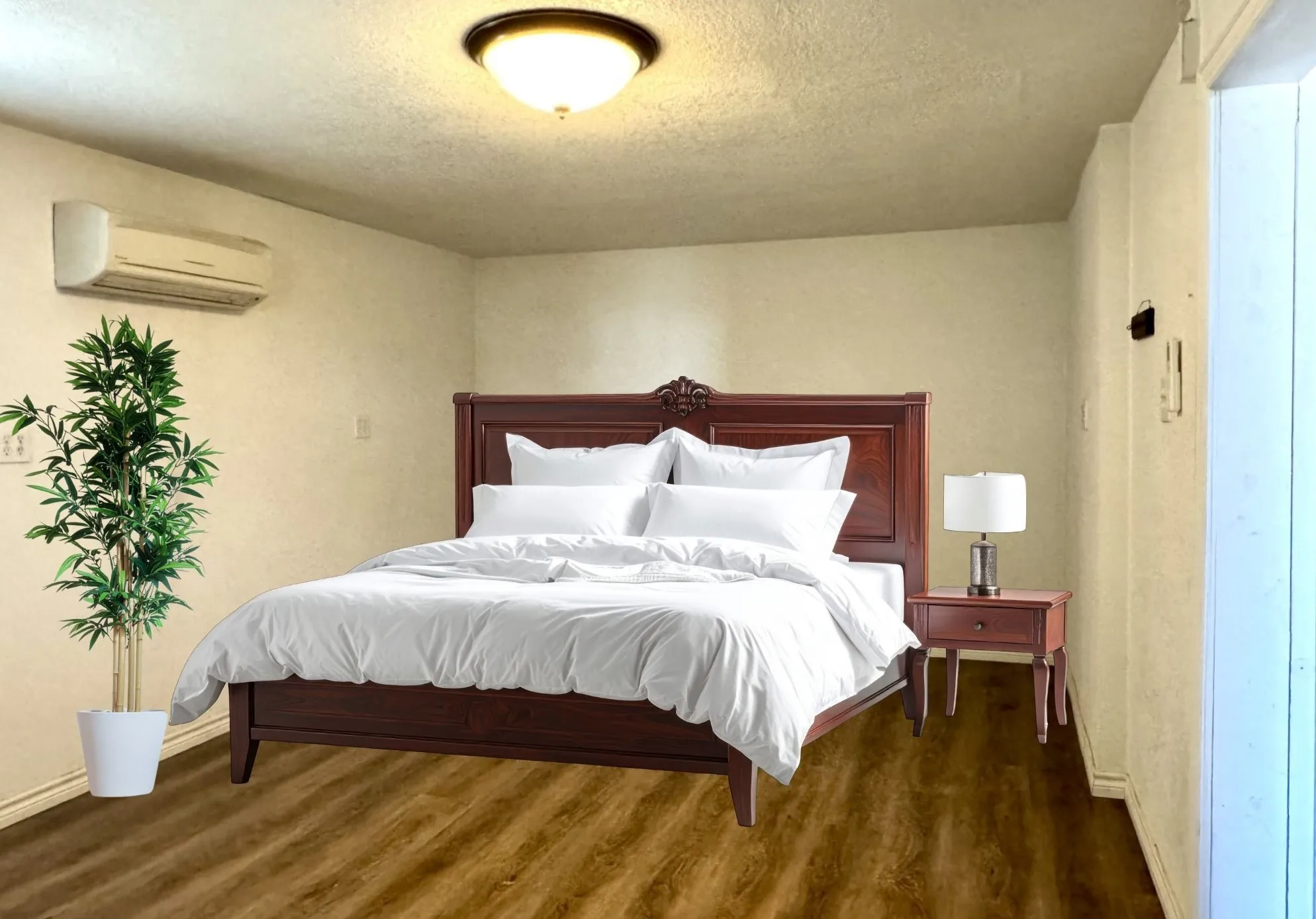 Bedroom 2 wood-finish flooring AND mini-split system - VIRTUALLY STAGED