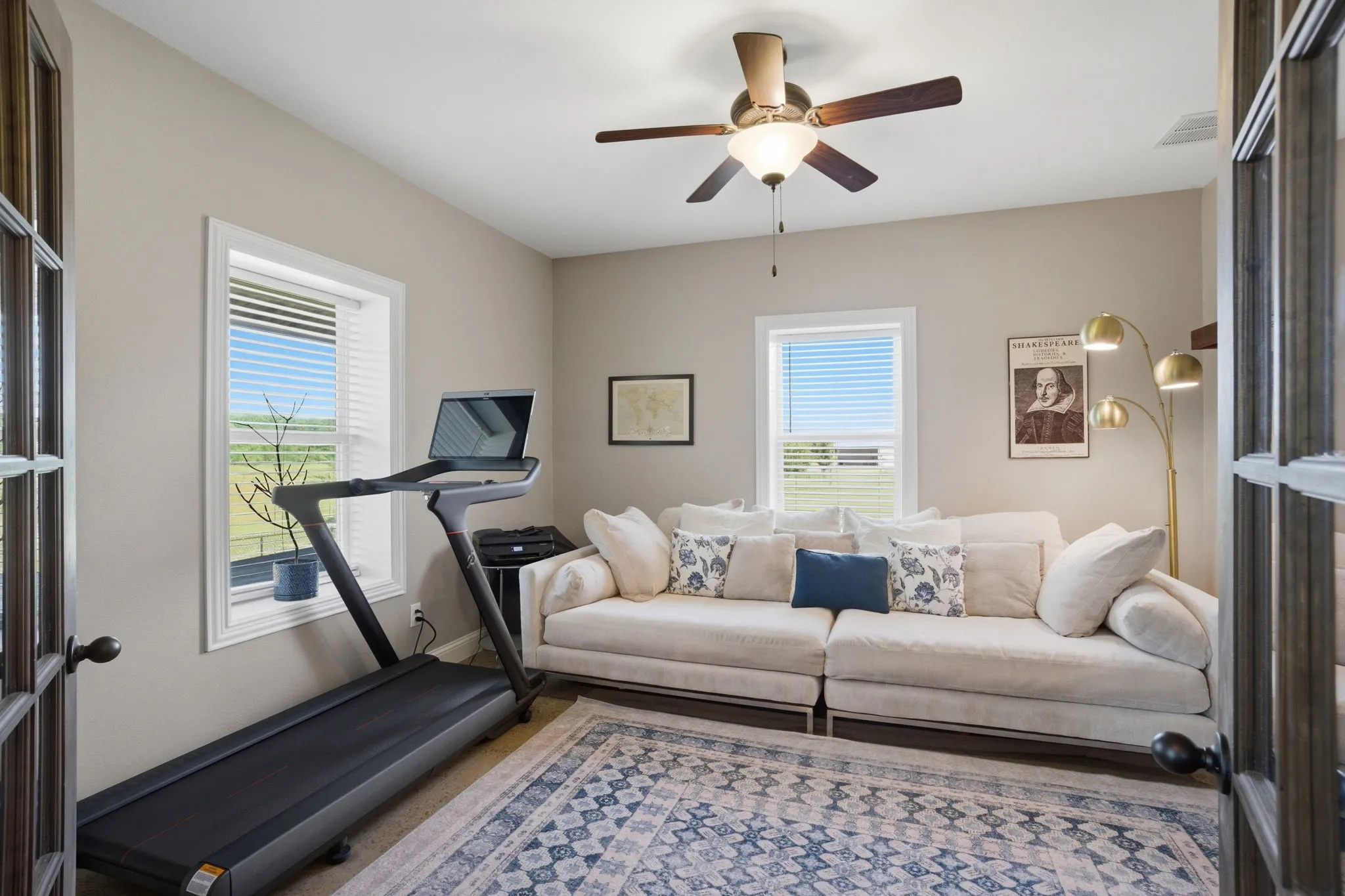 Study (or 5th bedroom) with closet and French doors.