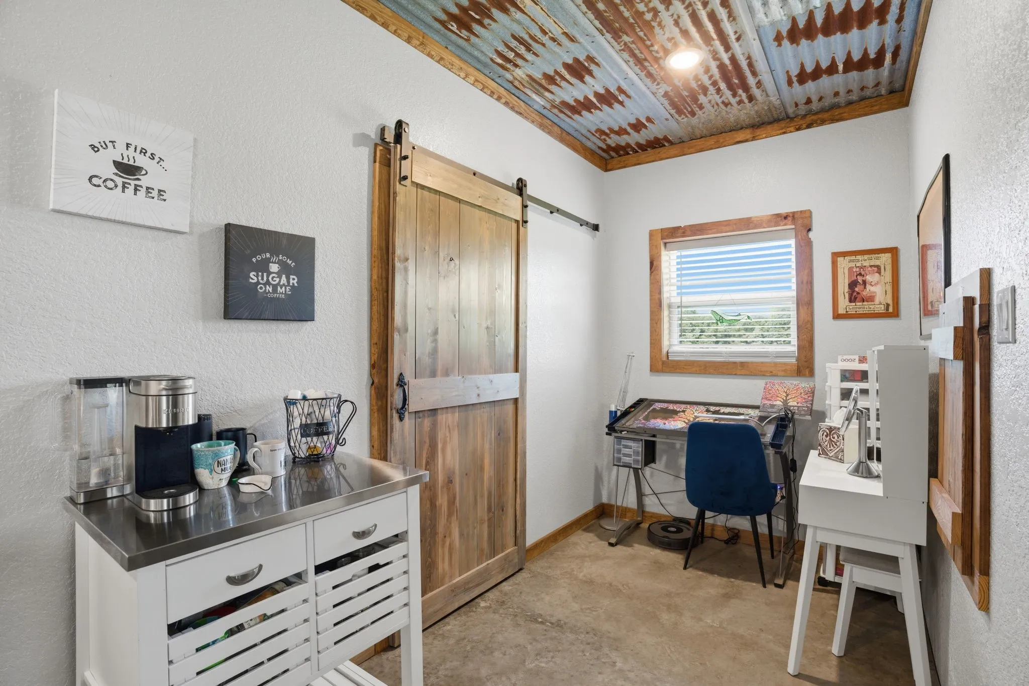 This space is 7X6. In the closet, the laundry area can accommodate a full size w/d, but has an all in one washer dryer in place now.