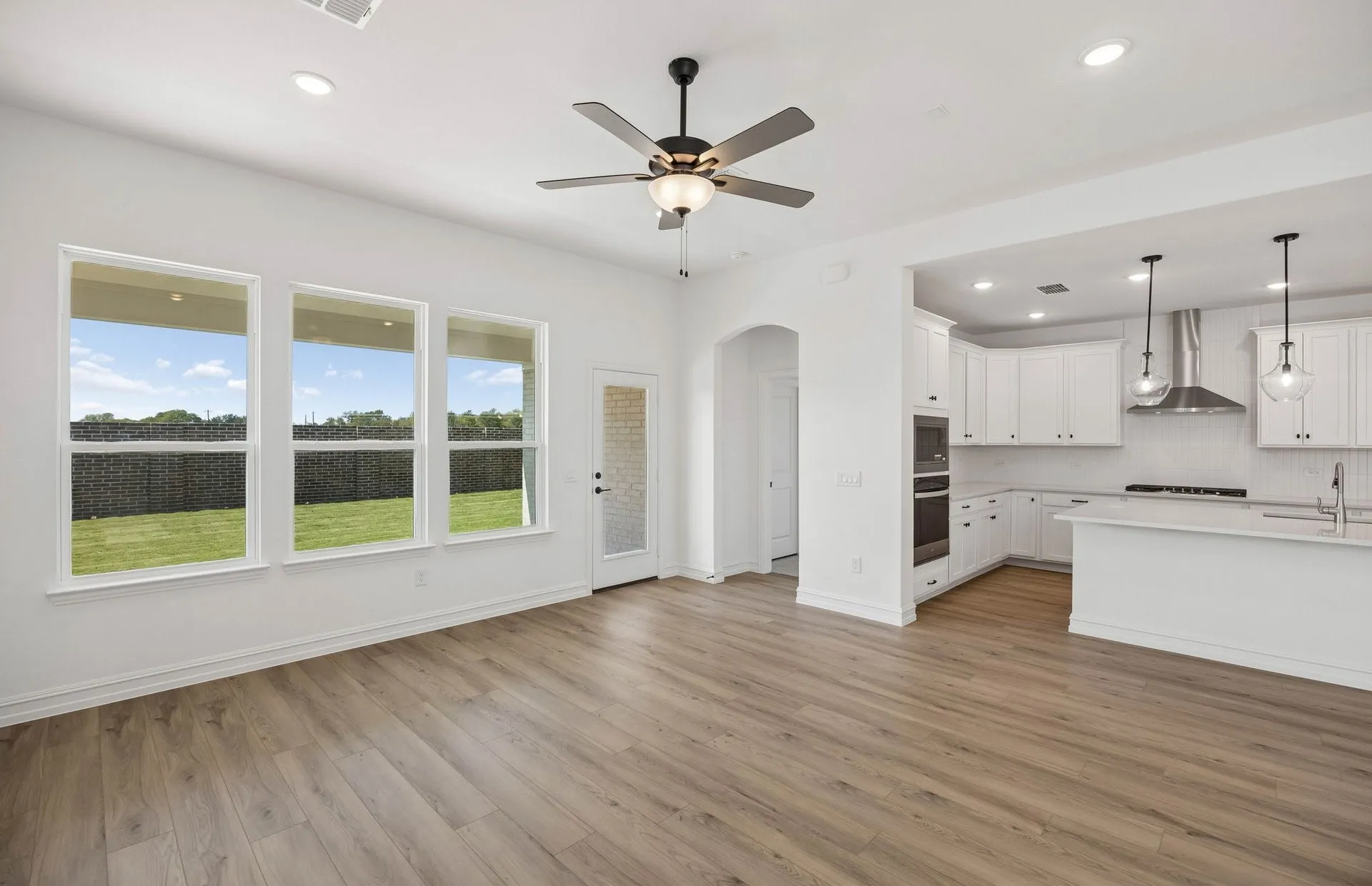 View of kitchen from living room