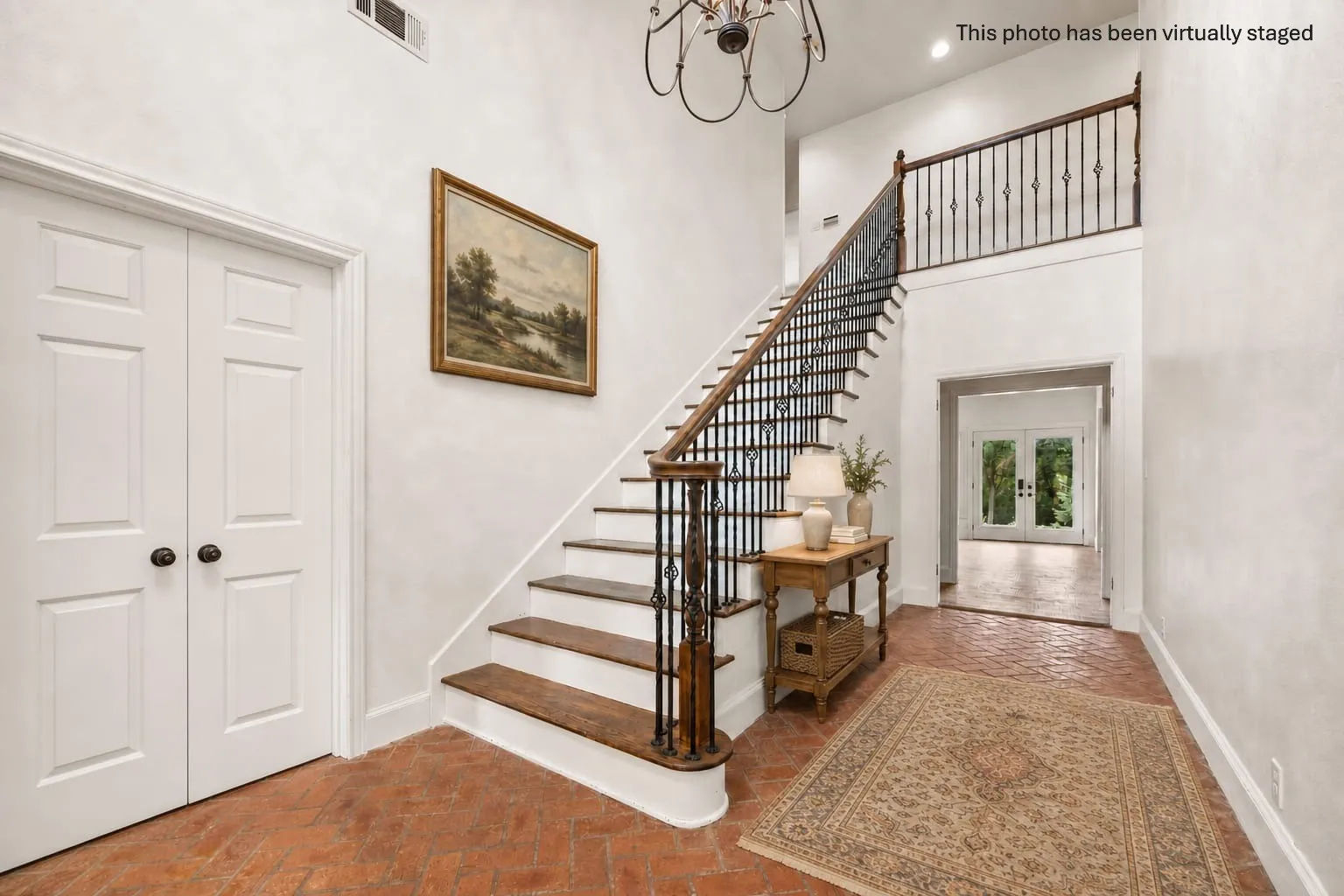 Grand staircase leading to the guest rooms