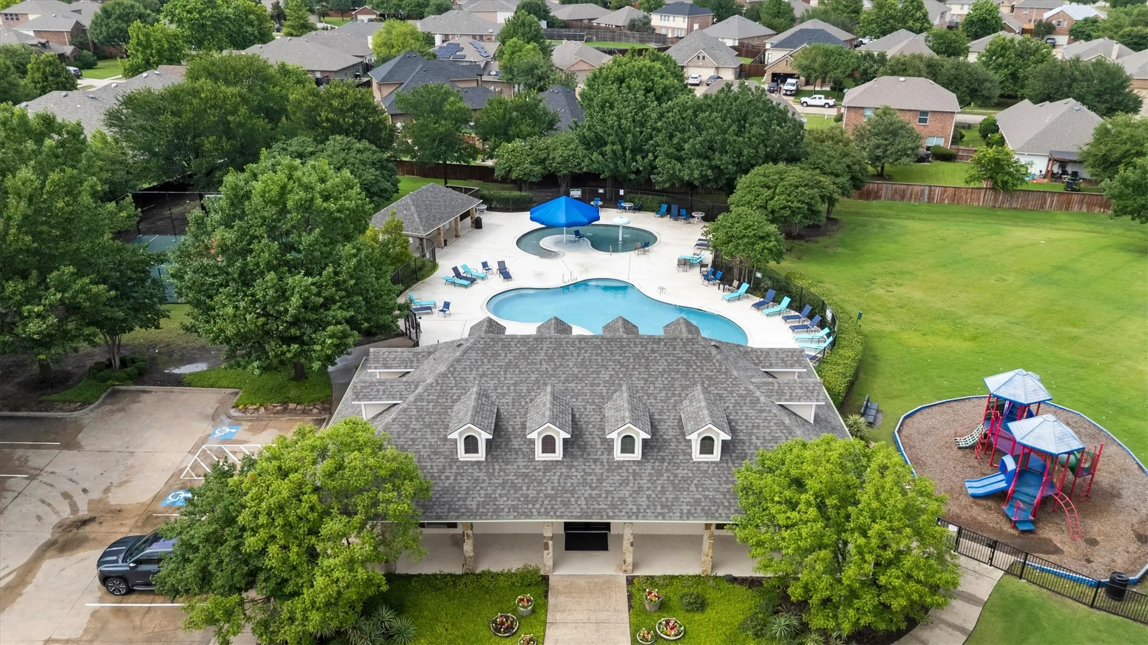 Neighborhood pool with kiddie pool and playground