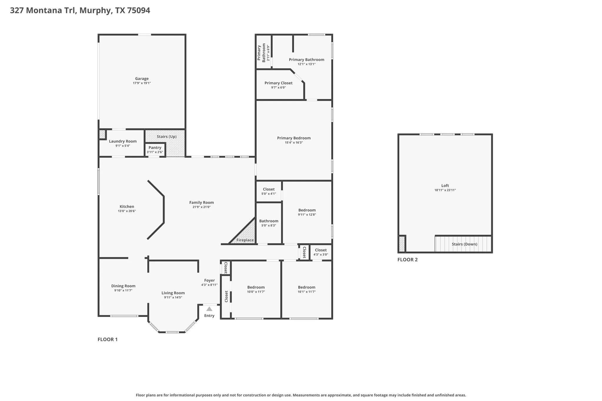 Floor Plan with room approximate room dimensions