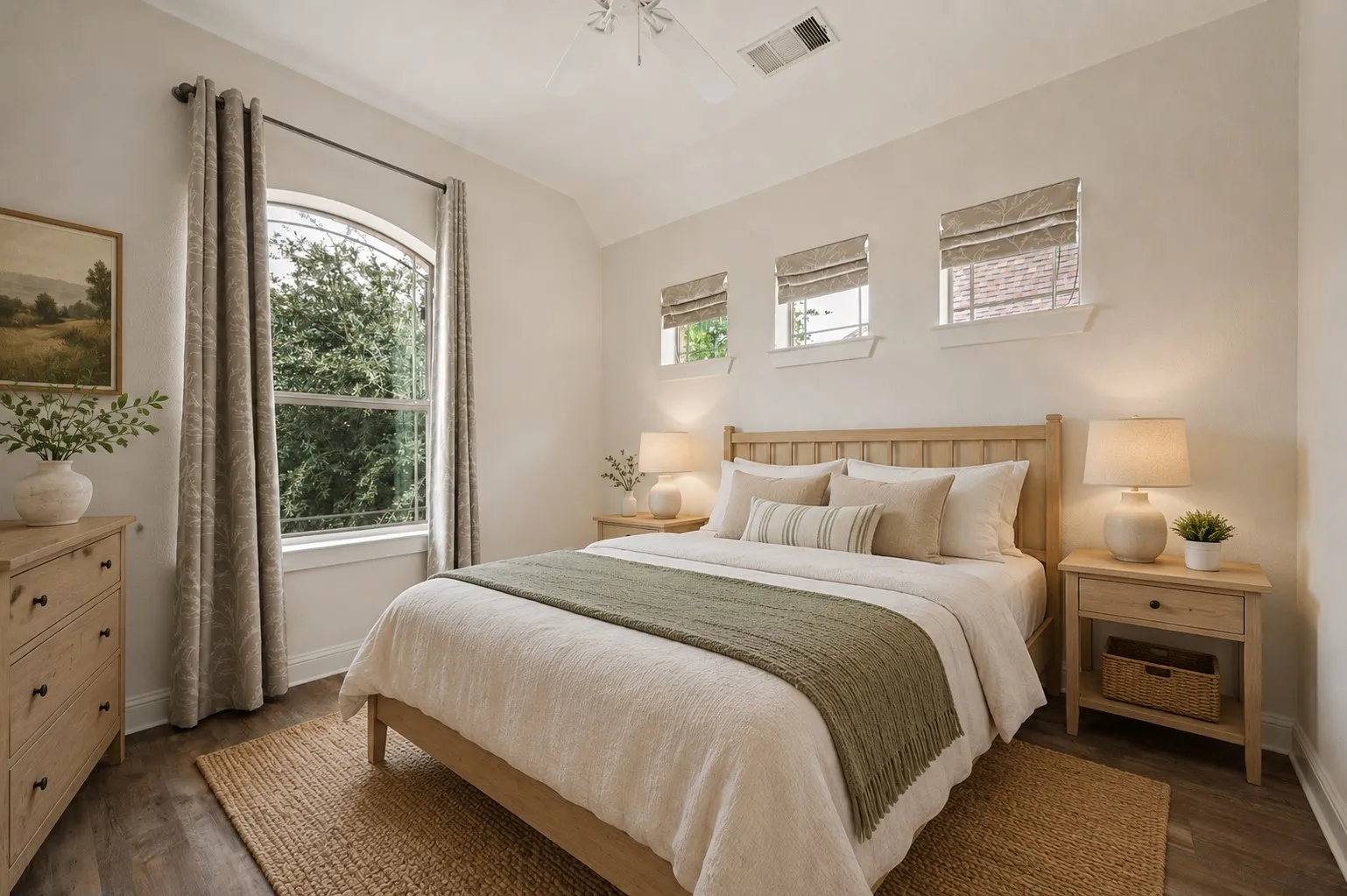 Virtually Staged guest room is on the front of the house over the garage.