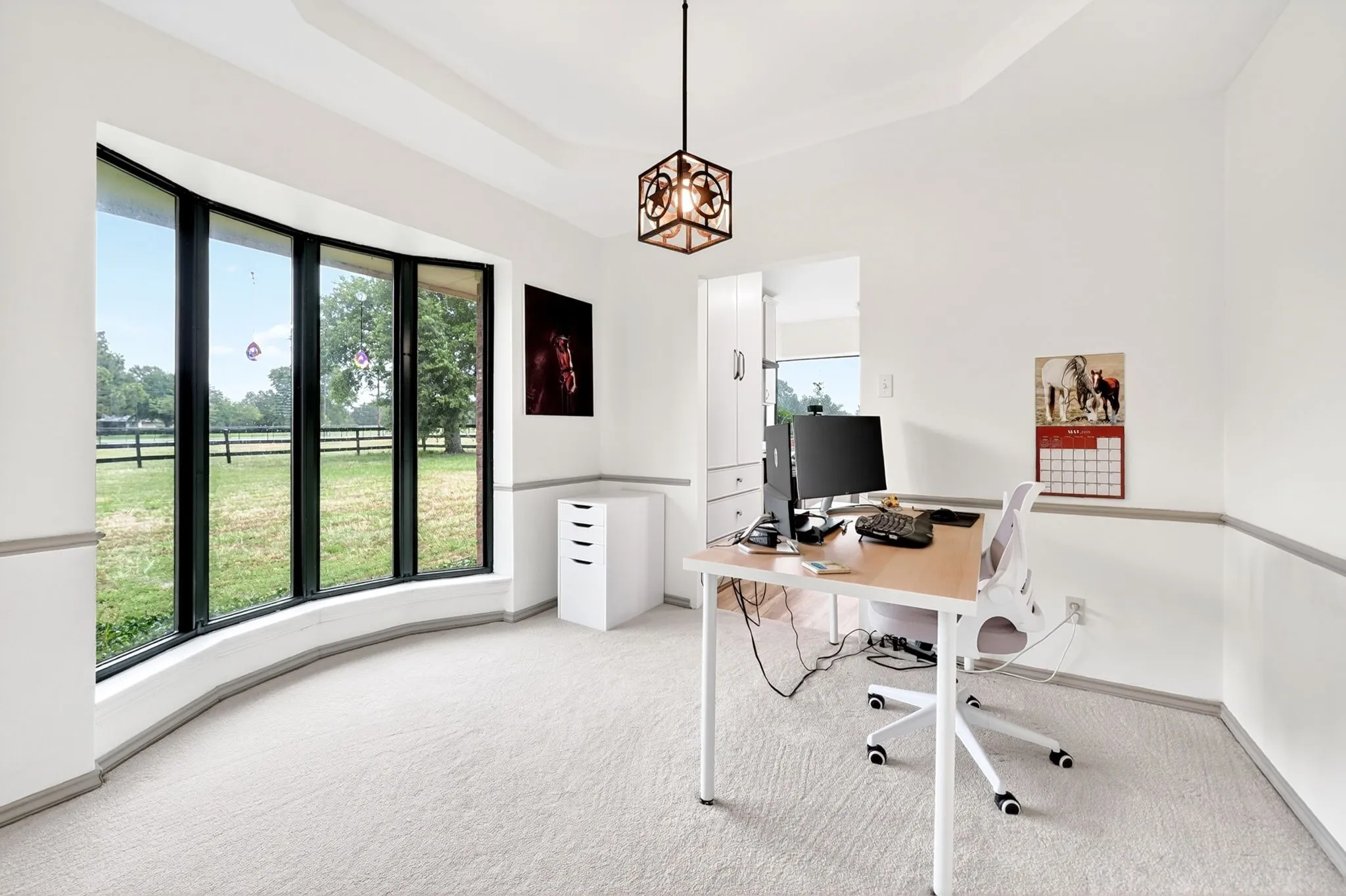 Curved bay window offering expansive exterior views