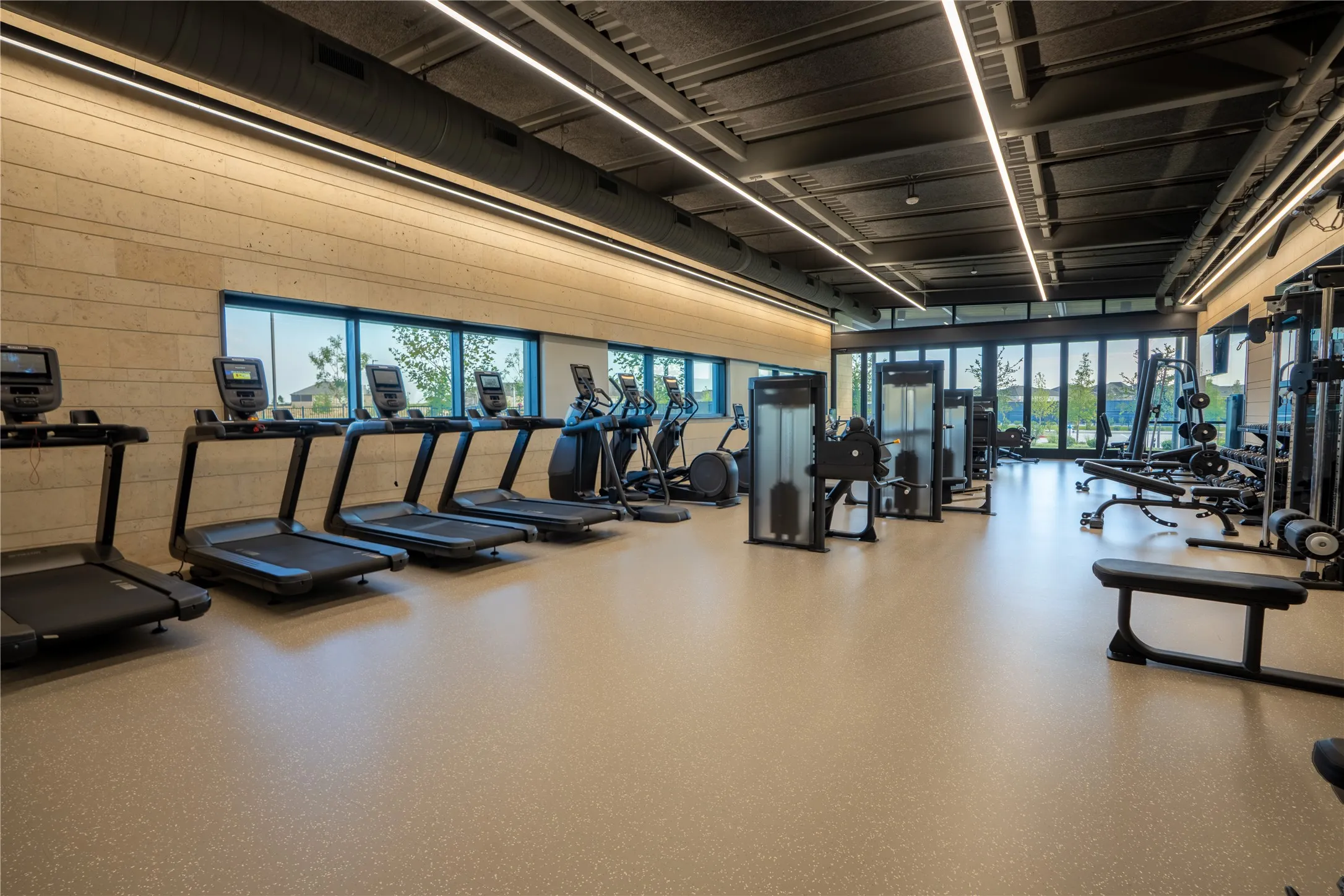 Fitness center in amenities center
