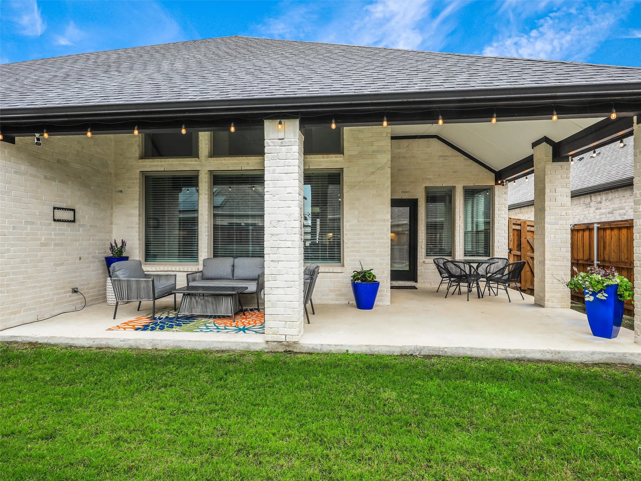 Oversized covered patio for great entertaining.