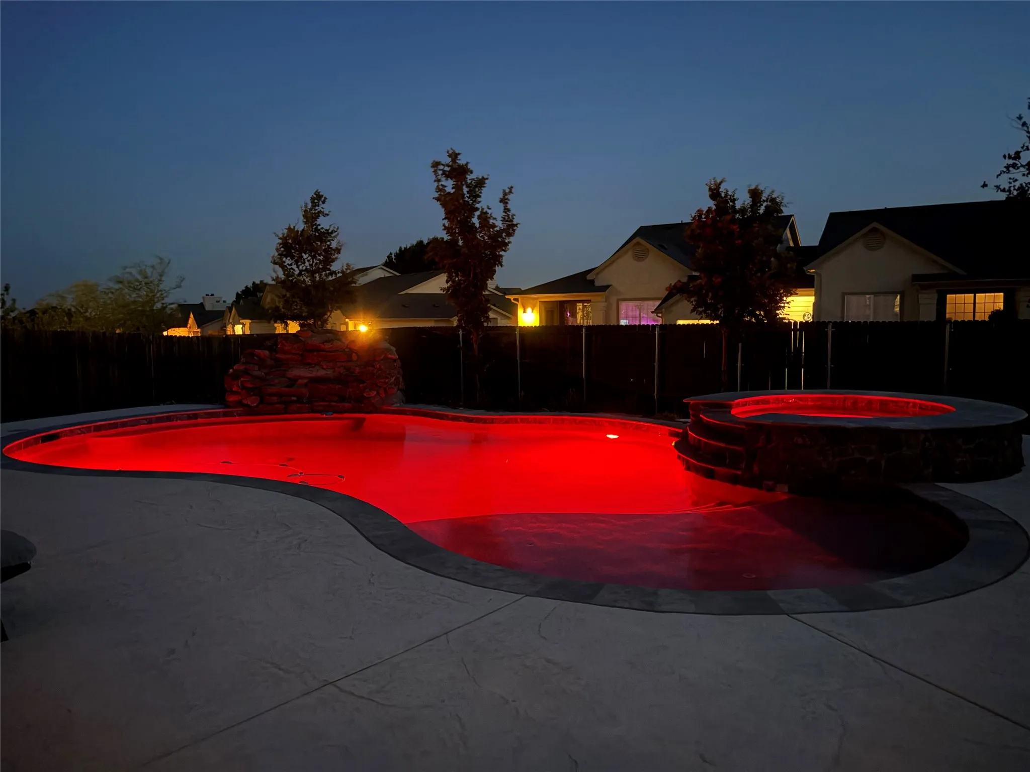 Red lights for romantic nights by the pool