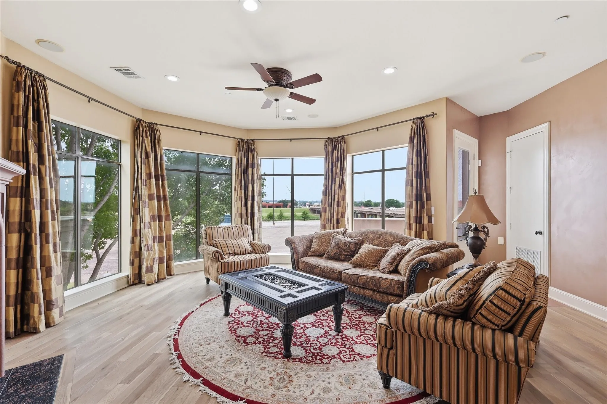 Living room with views of the Trinity River