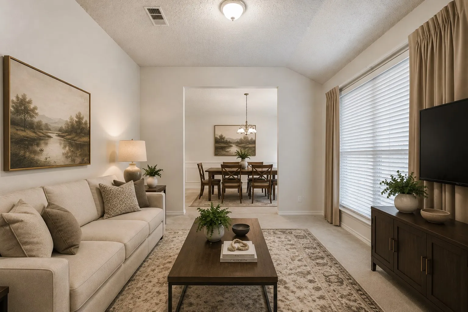 VIRTUALLY STAGED LIVING DINING AREA IN FRONT OF HOME