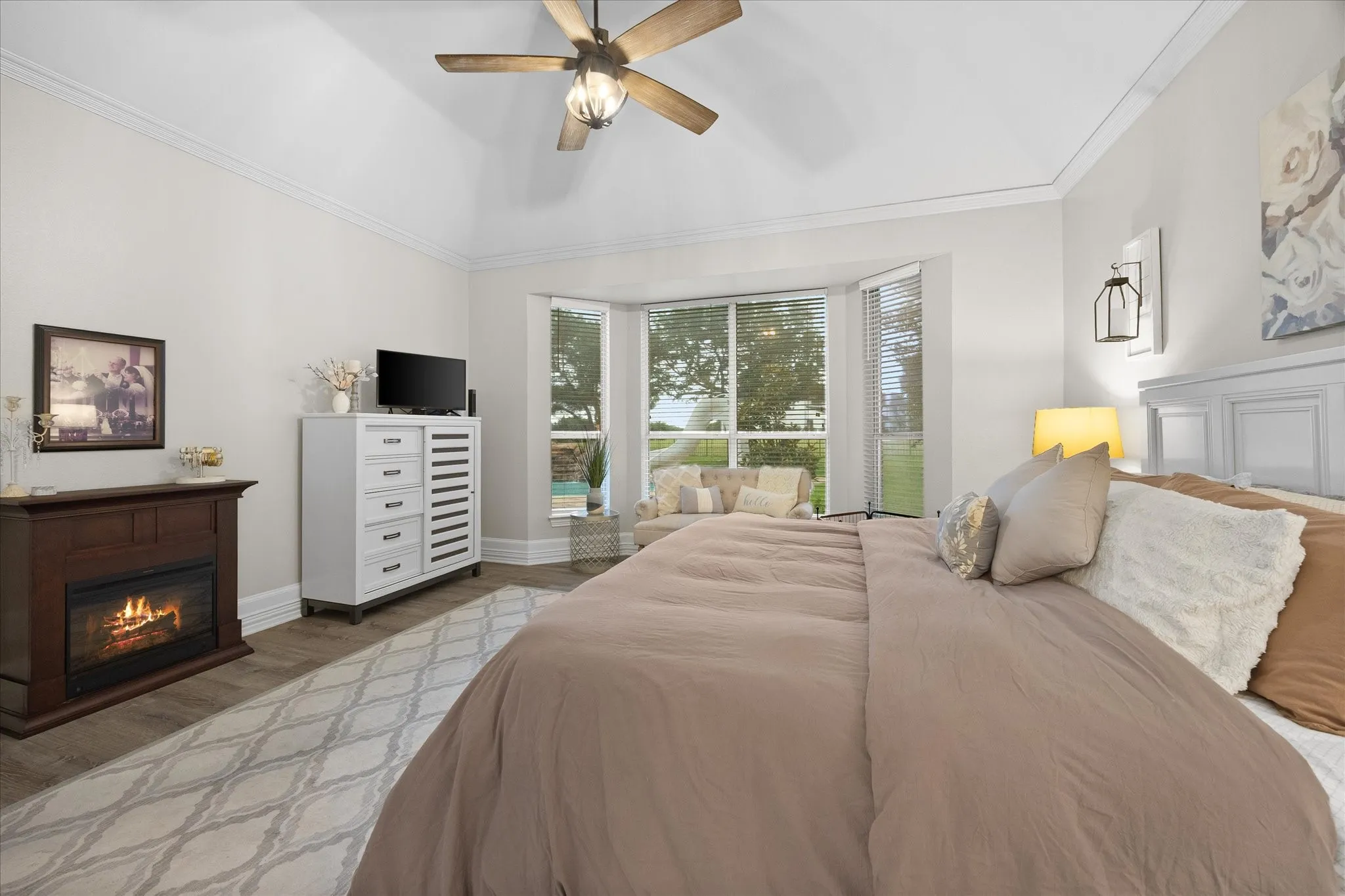 Master bedroom includes sitting area with stunning views