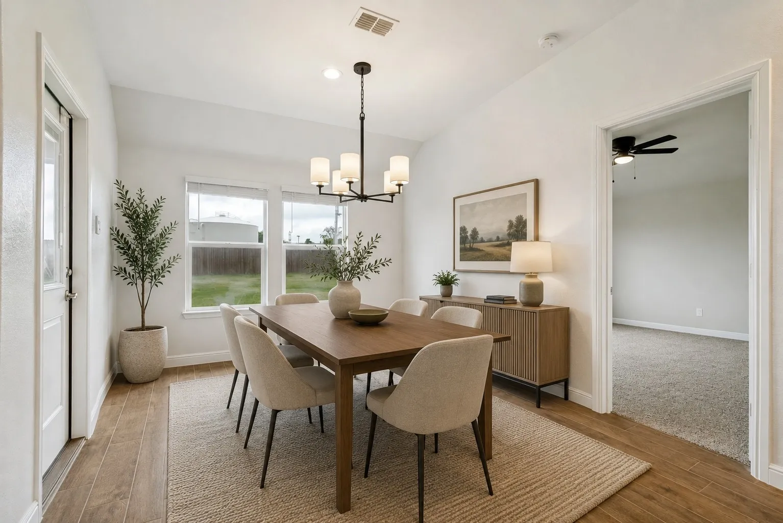 Virtually staged dining area