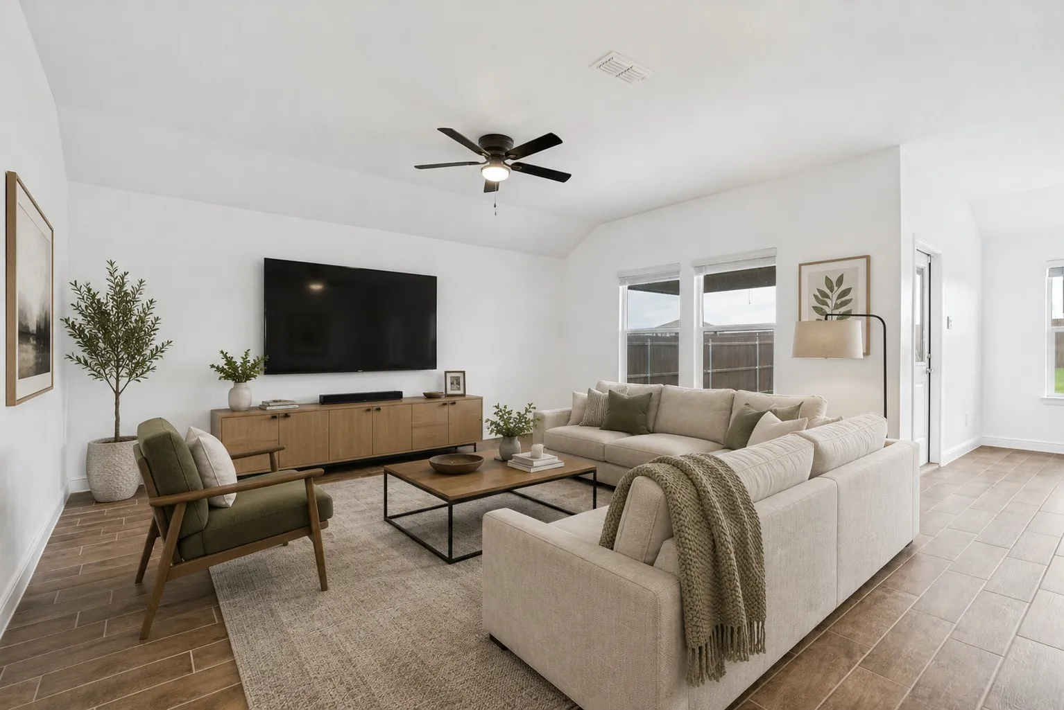 Virtually staged living room