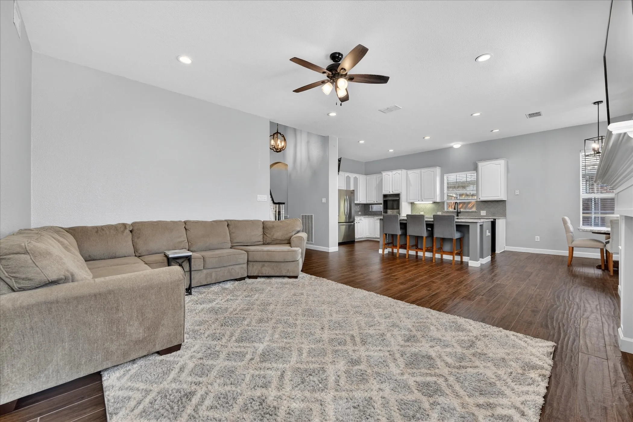 Open Living Area Back to Kitchen