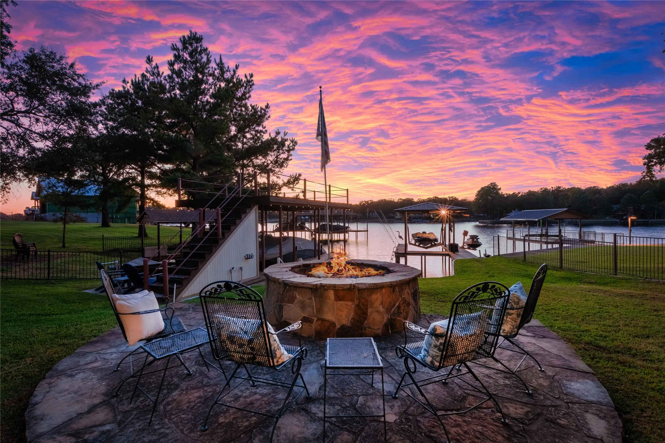Spectacular sunset and water views from the backyard