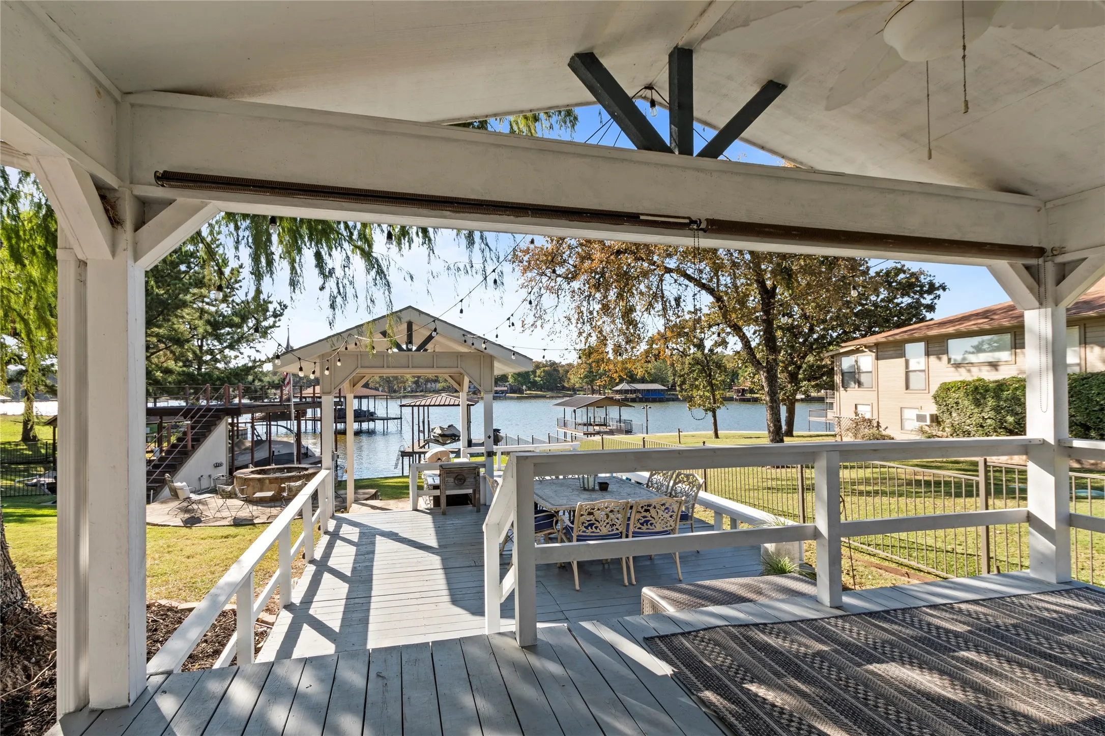 Covered back patio perfect for outdoor dining and relaxing