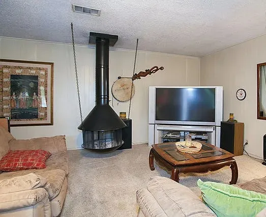 Den with fireplace