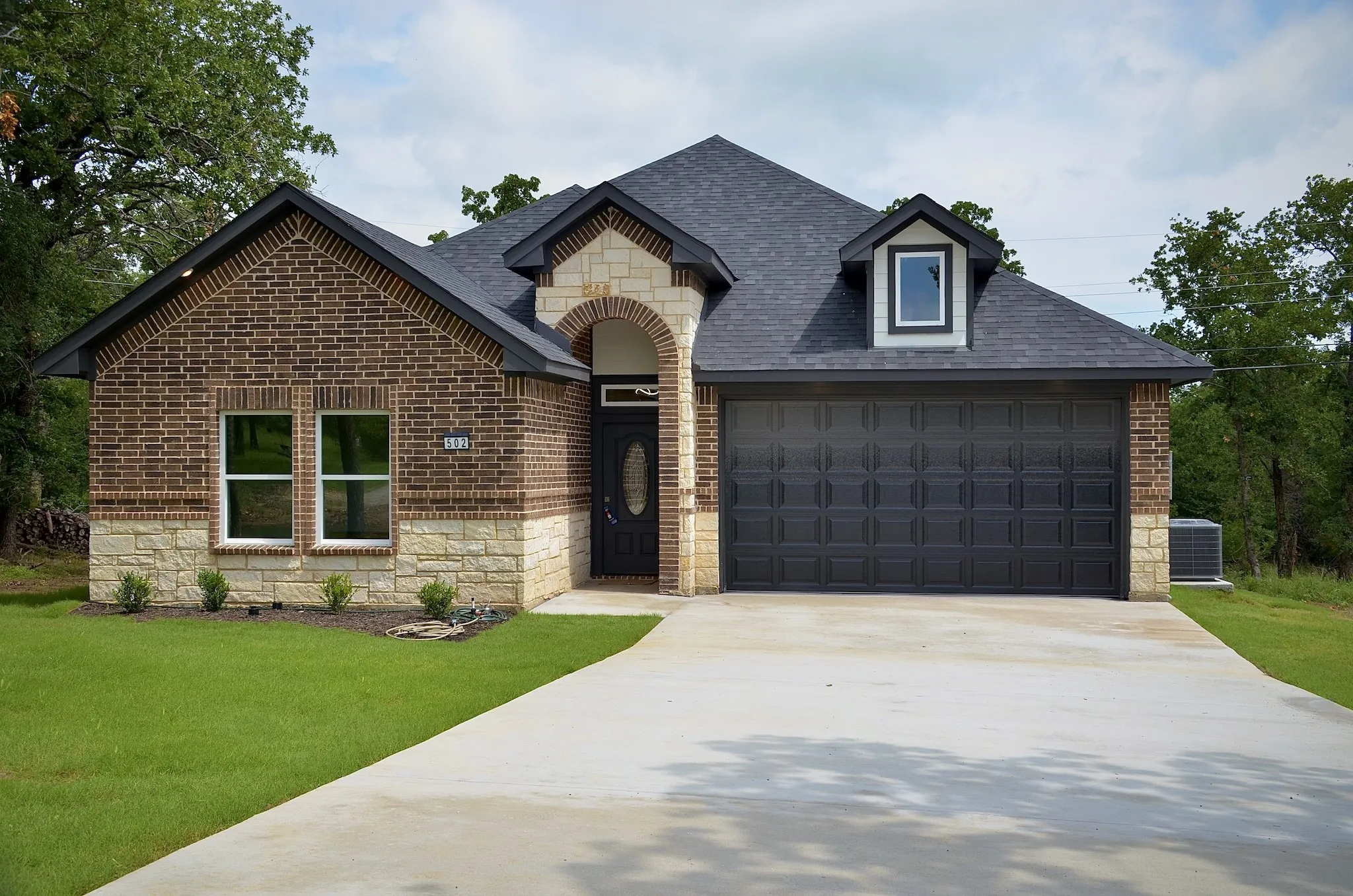 Contemporary single-story residence with a two-car garage