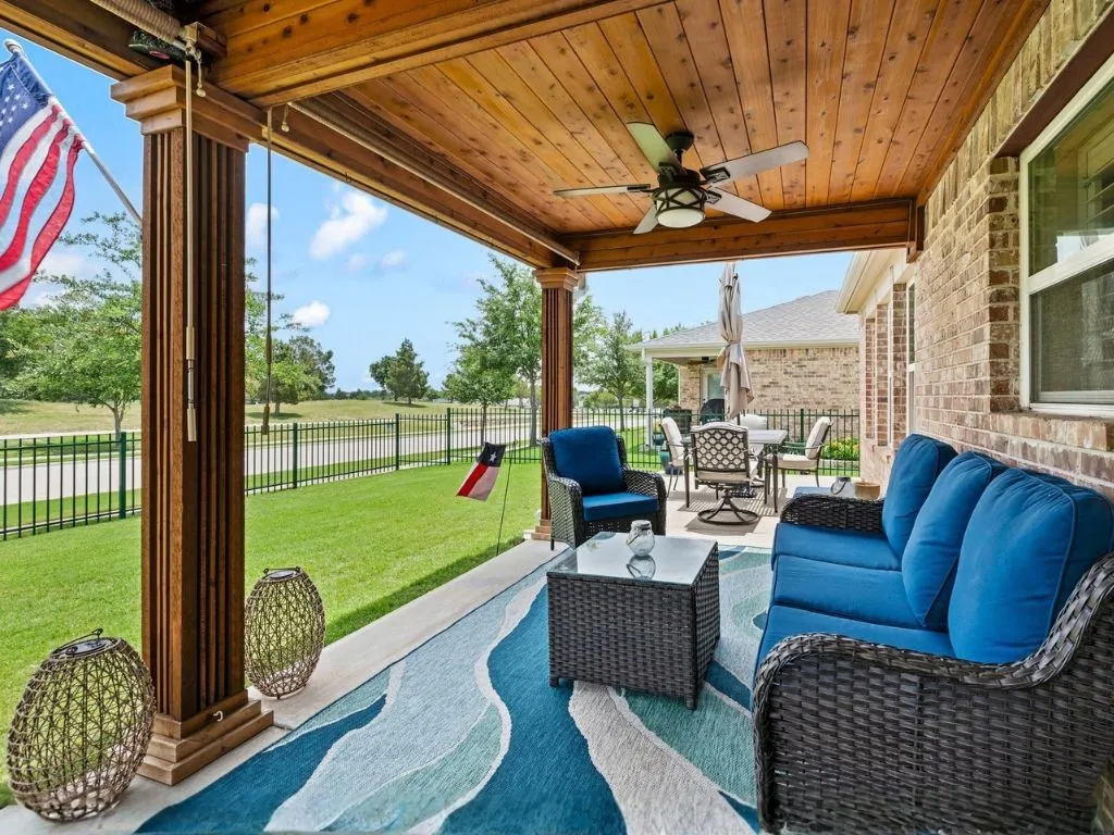 Upgraded and extended covered back patio