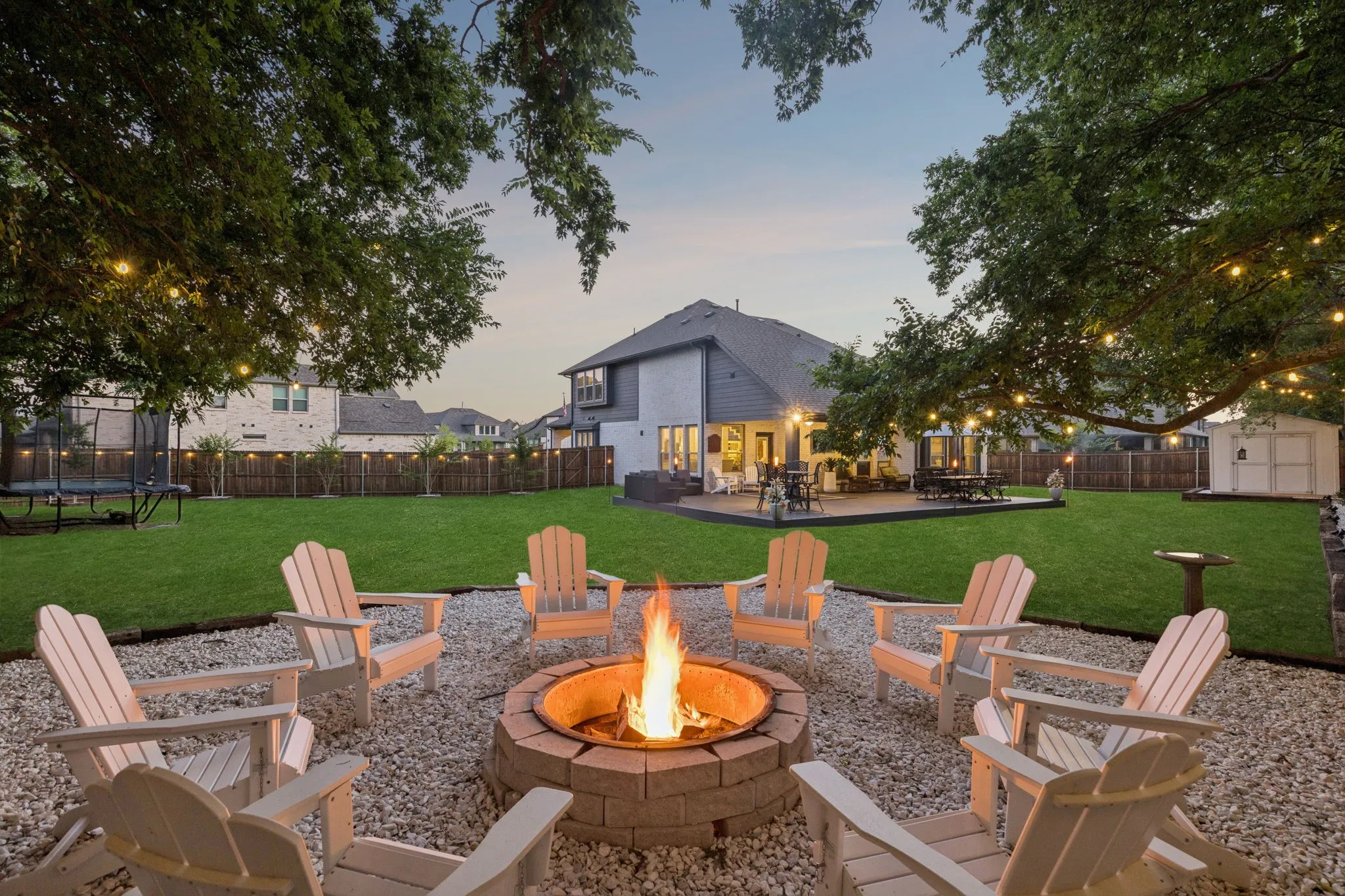 Patio terrace on oversized lot with huge firepit area for entertaining