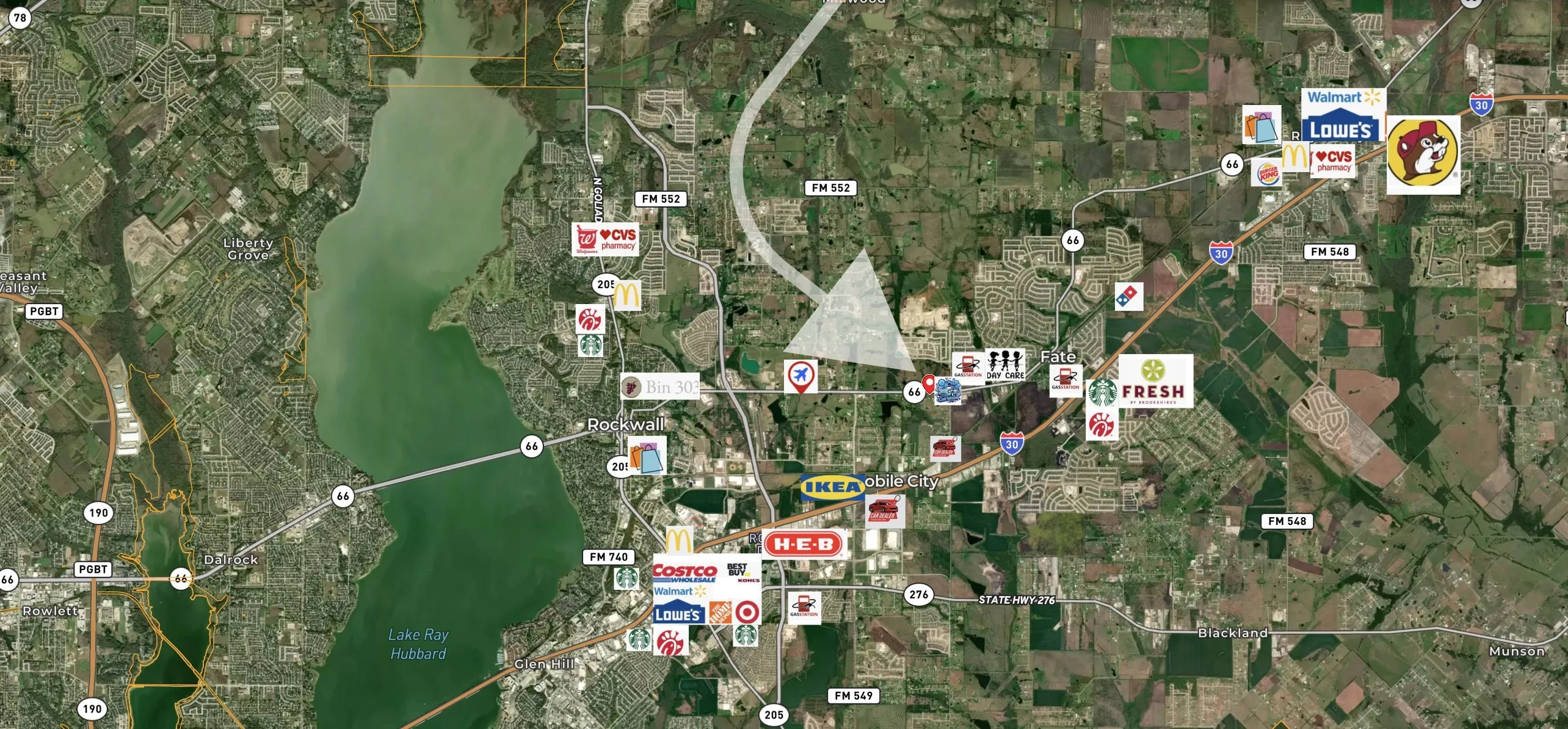 Example of Commercial Development.  Both new and established.  High demand market area.